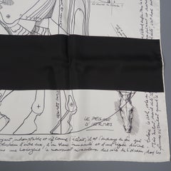 HERMES X COMME des GARCONS White & Black 'Le Pegase d'Hermes' Silk Scarf