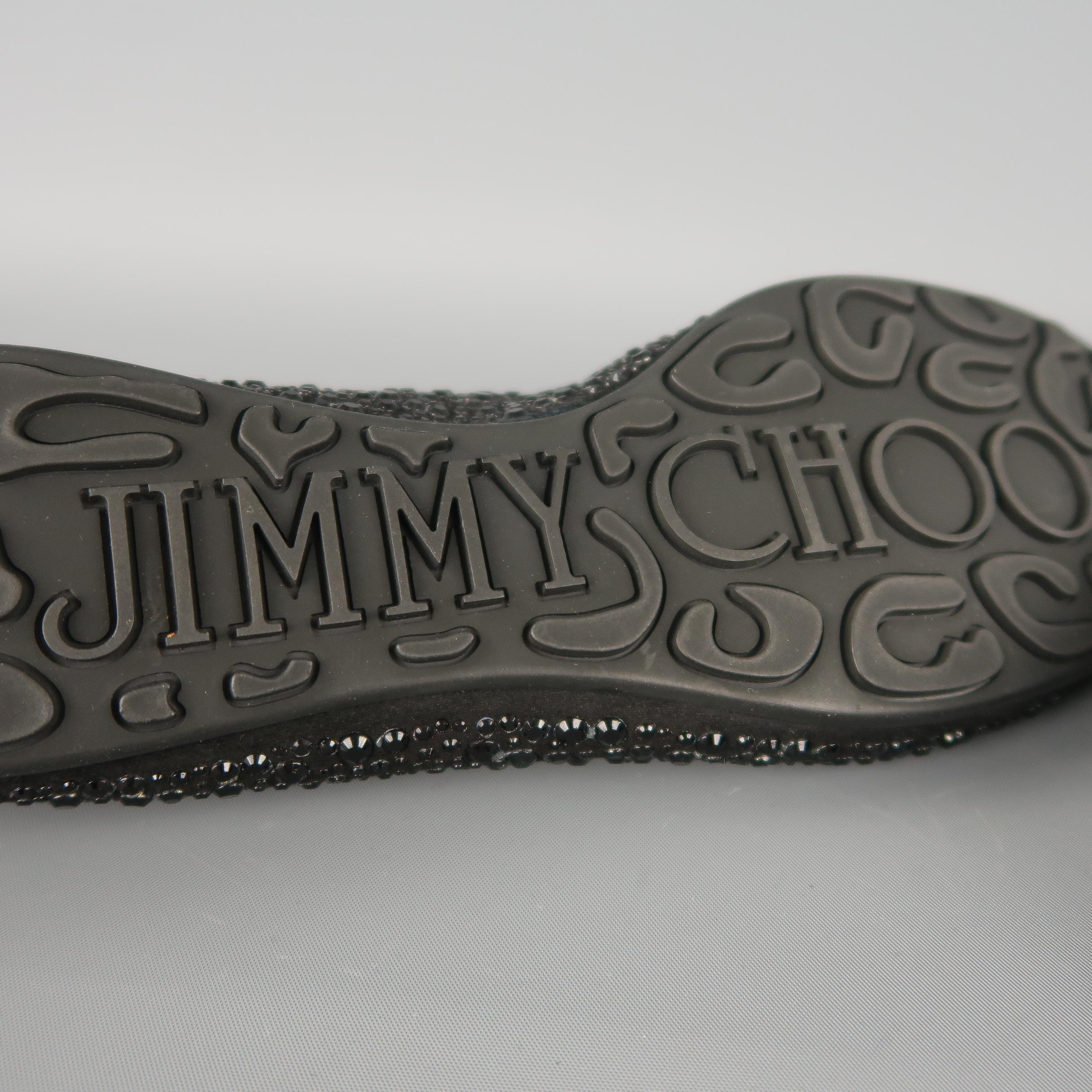 Women's JIMMY CHOO Size 9.5 Black Rhinestone Suede Bow Flats