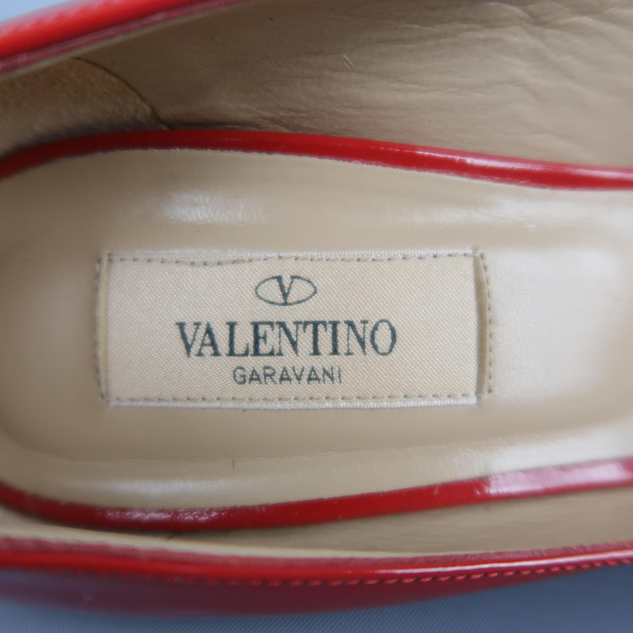 VALENTINO Size 8.5 Red Patent Leather Bow Peep Toe Pumps 3