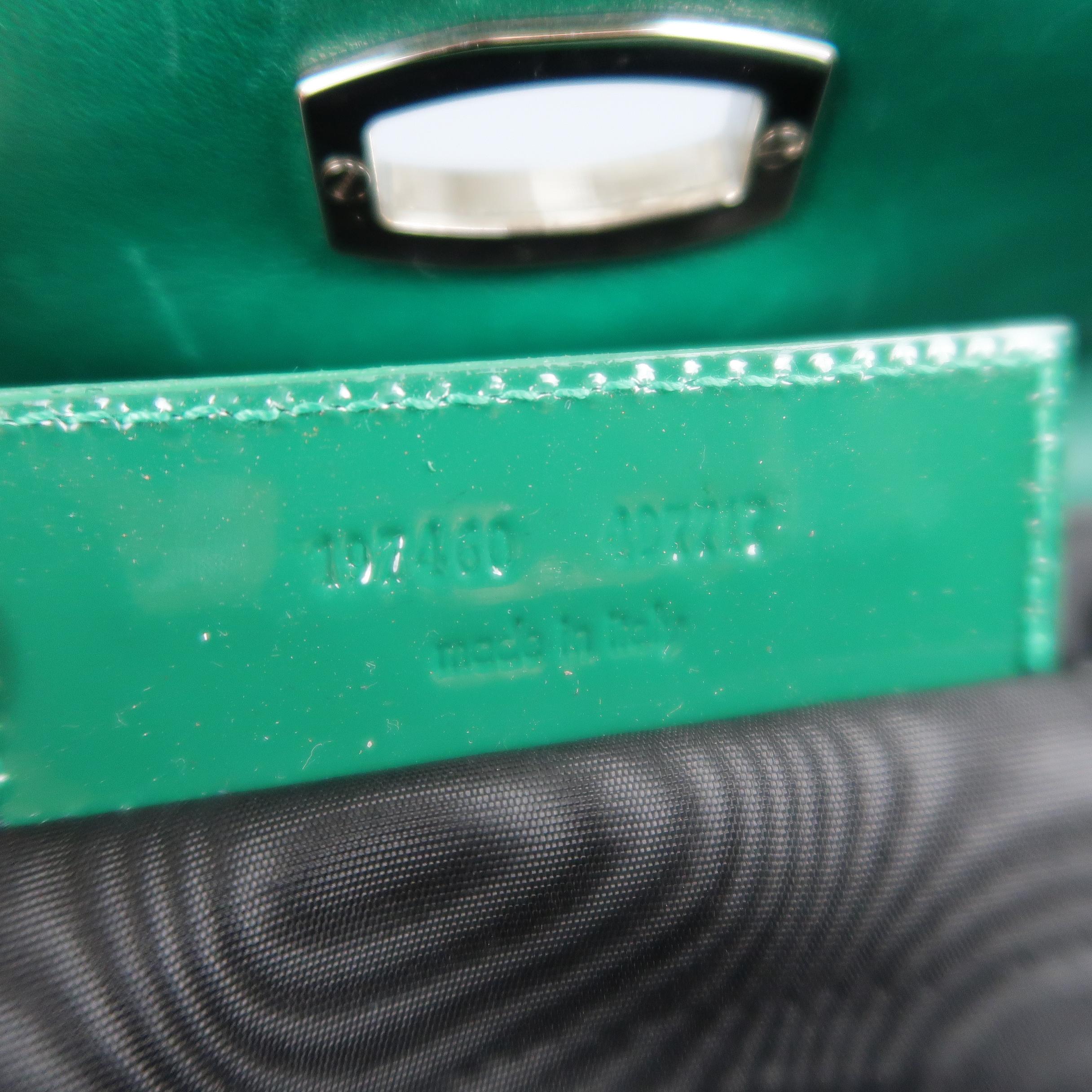 BALENCIAGA Green & Pink Floral Silk & Patent Leather Clutch Handbag 7