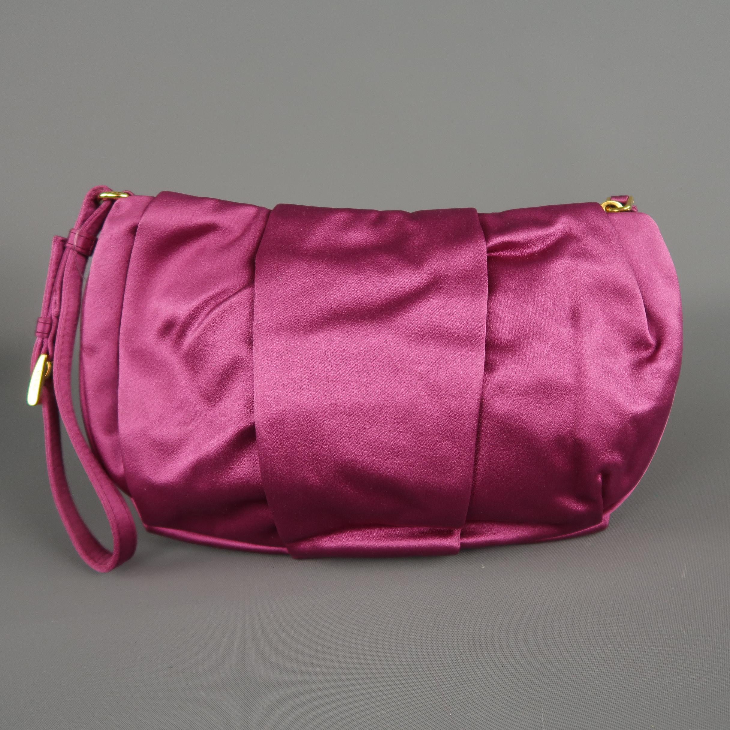PRADA Pink Silk Satin Bow Wristlet Handbag 1