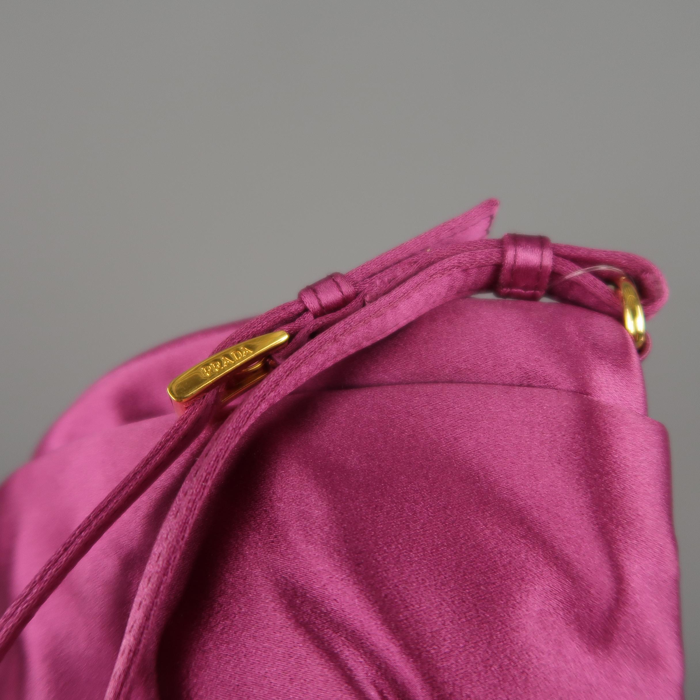 PRADA Pink Silk Satin Bow Wristlet Handbag In Excellent Condition In San Francisco, CA