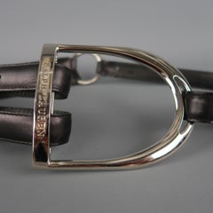RALPH LAUREN Size S Black Leather Silver D Loop Equestrian Belt