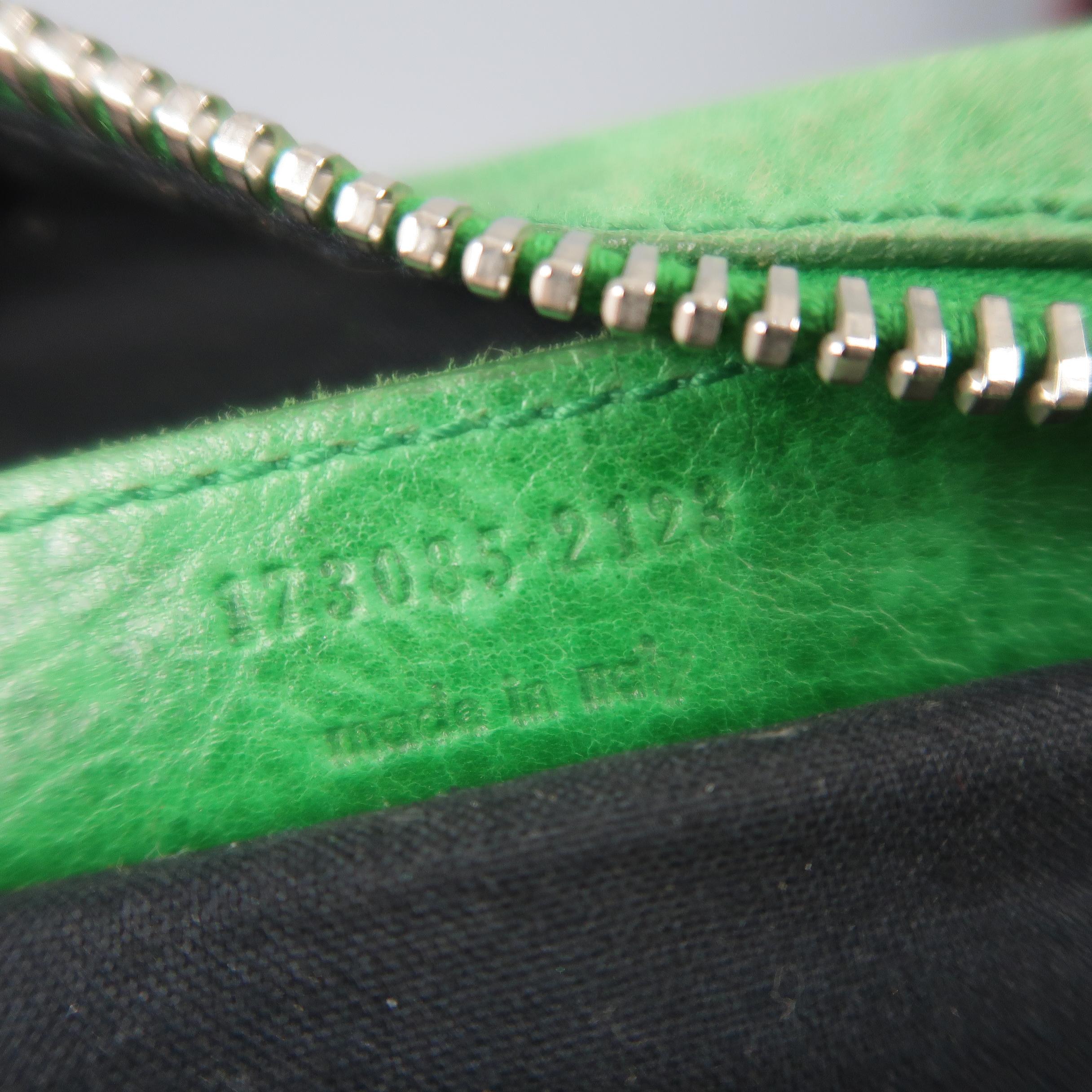 BALENCIAGA Pink Floral Silk & Green Leather 'FLORAL CITY' Top Handle Handbag 8