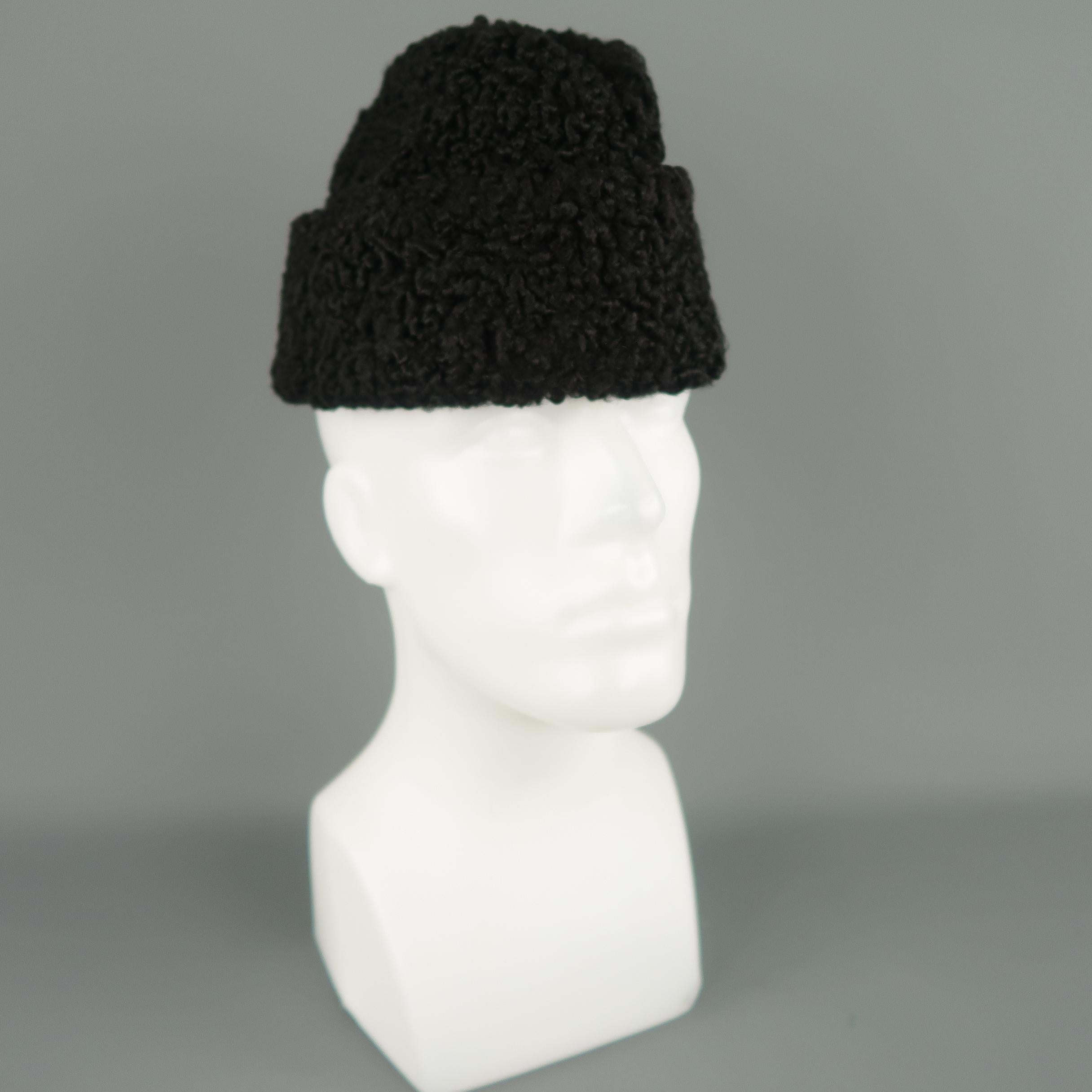 MILLER Size L Black Persian Lamb Fur Ambassador Hat 2