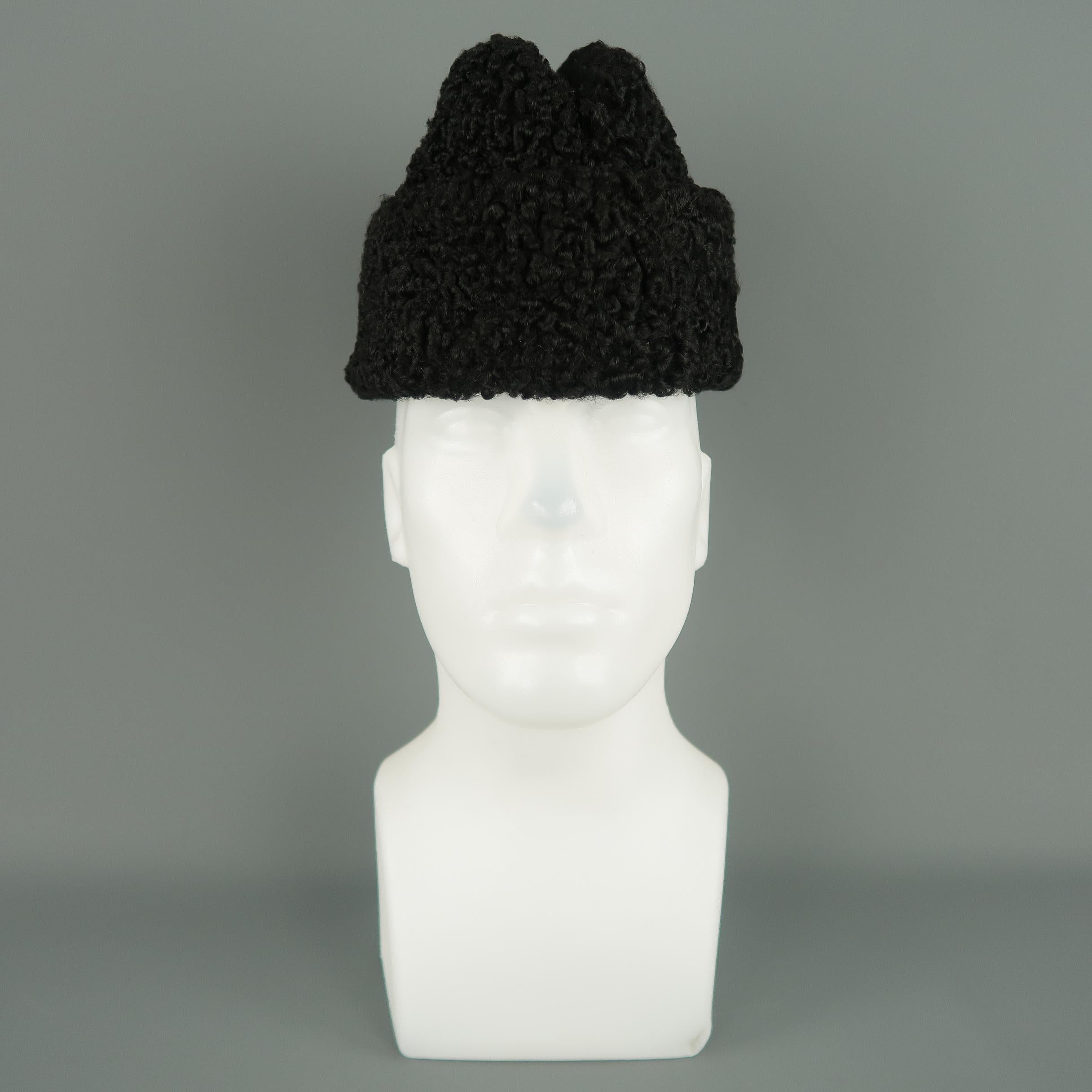 MILLER Size L Black Persian Lamb Fur Ambassador Hat 3