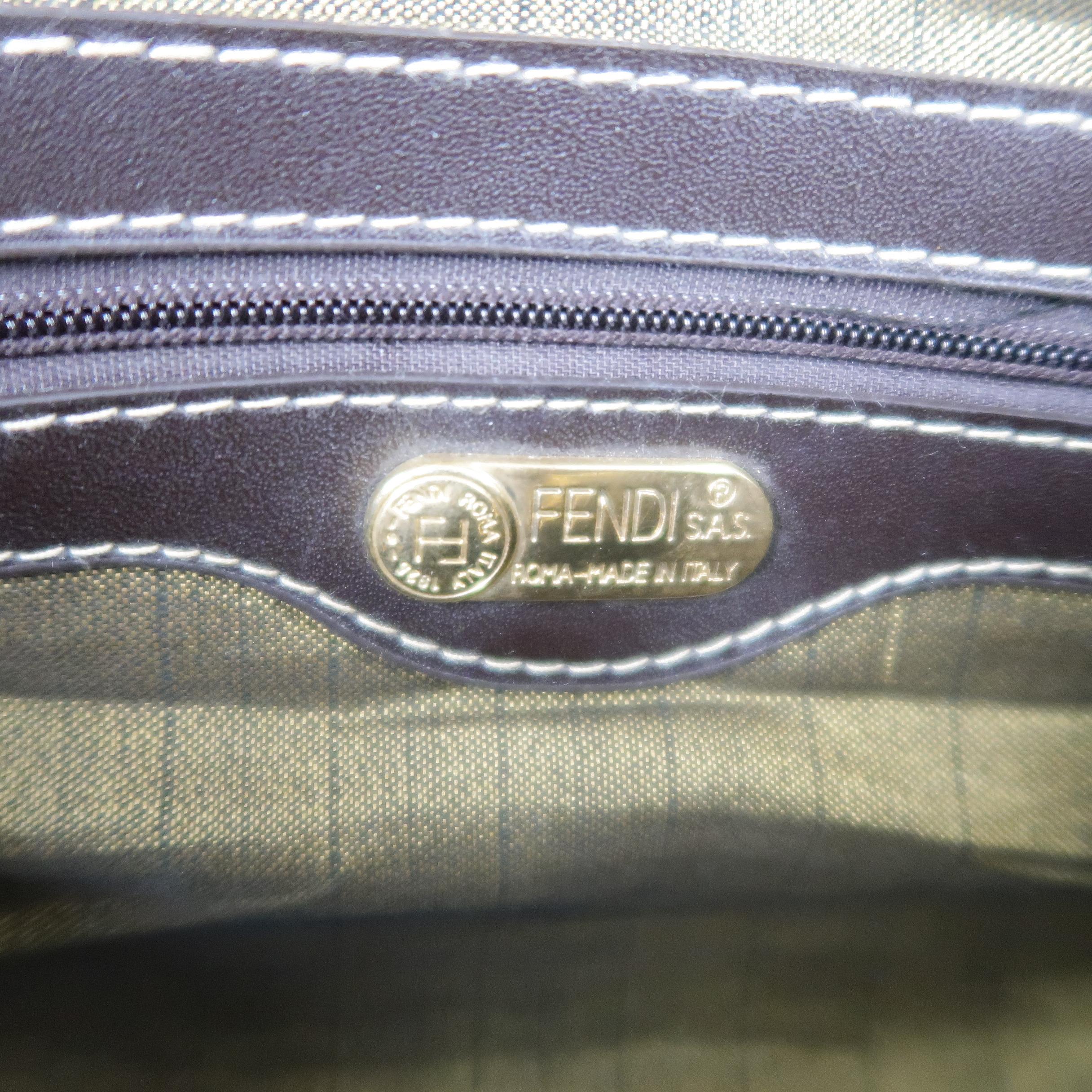 FENDI Zucca Monogram Canvas & Brown Leather 2-Way Mini Boston Bag 4