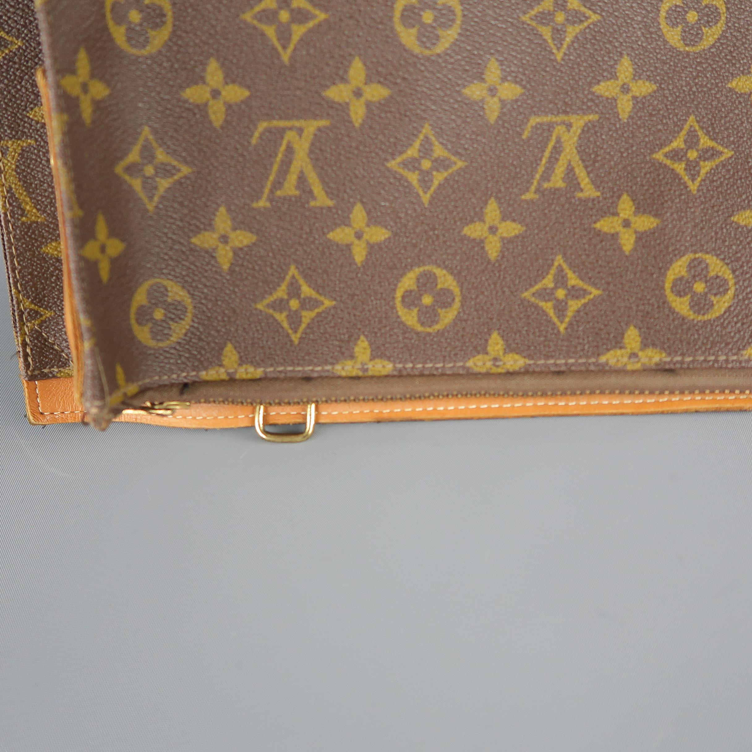 Vintage LOUIS VUITTON Brown Monogram Coated Canvas Lock Zip Luggage Pouch 2