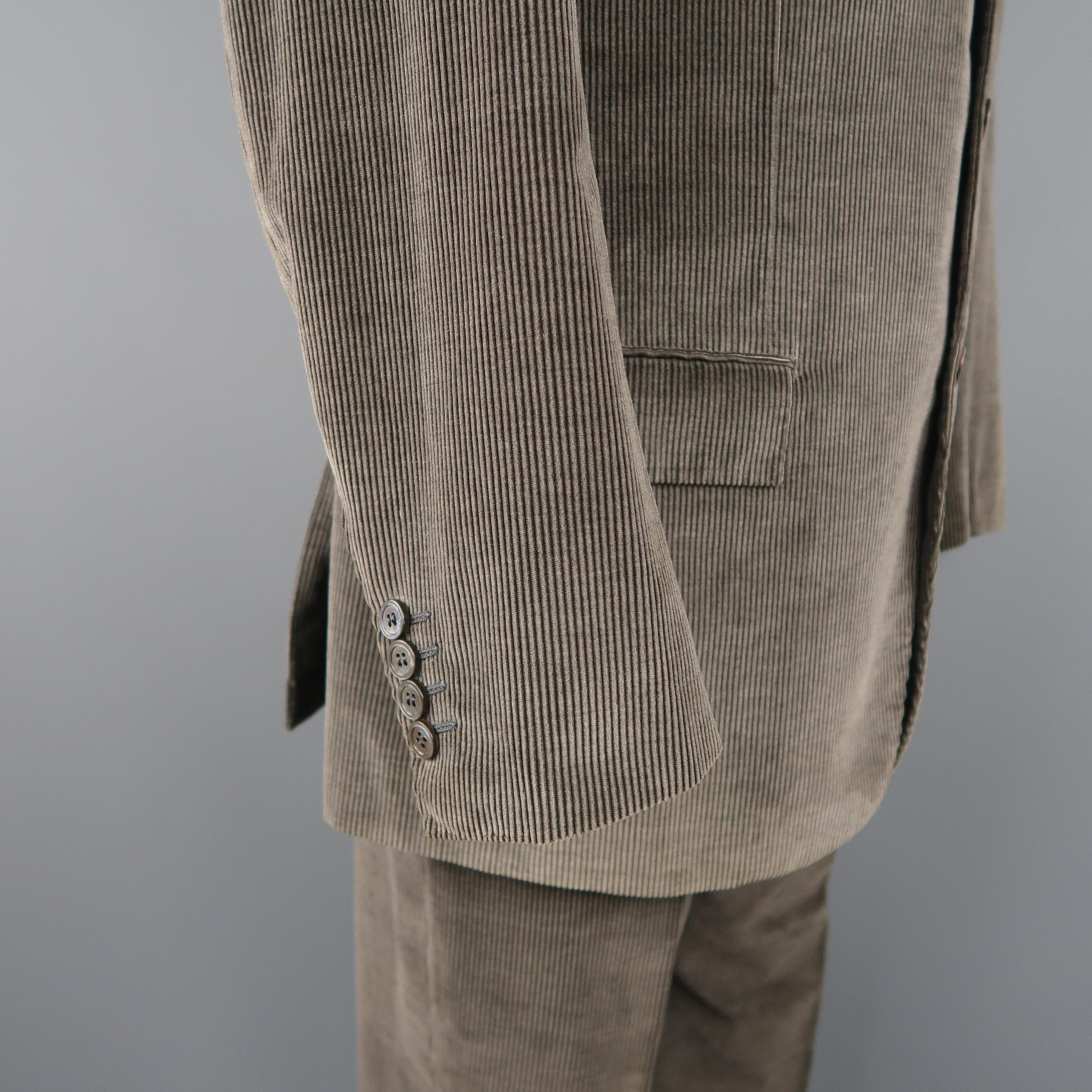 Men's KITON 38 Short Dark Gray Solid Cotton / Cashmere Corduroy 32 28 Suit