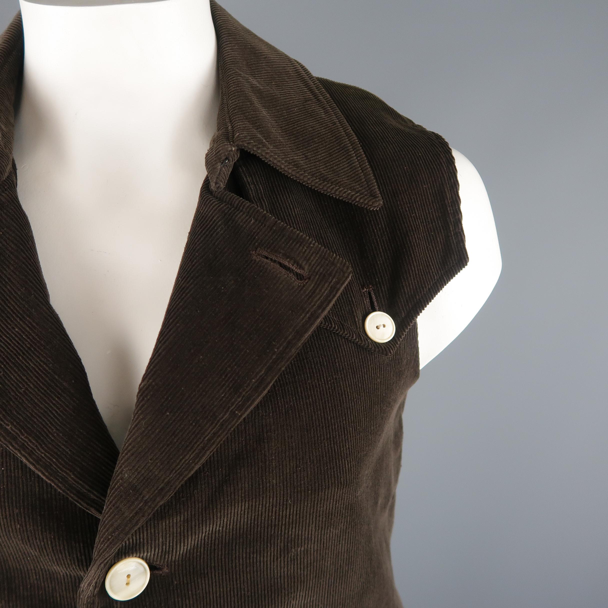 Black NUMBER (N)INE 40 Brown Solid Corduroy Vest