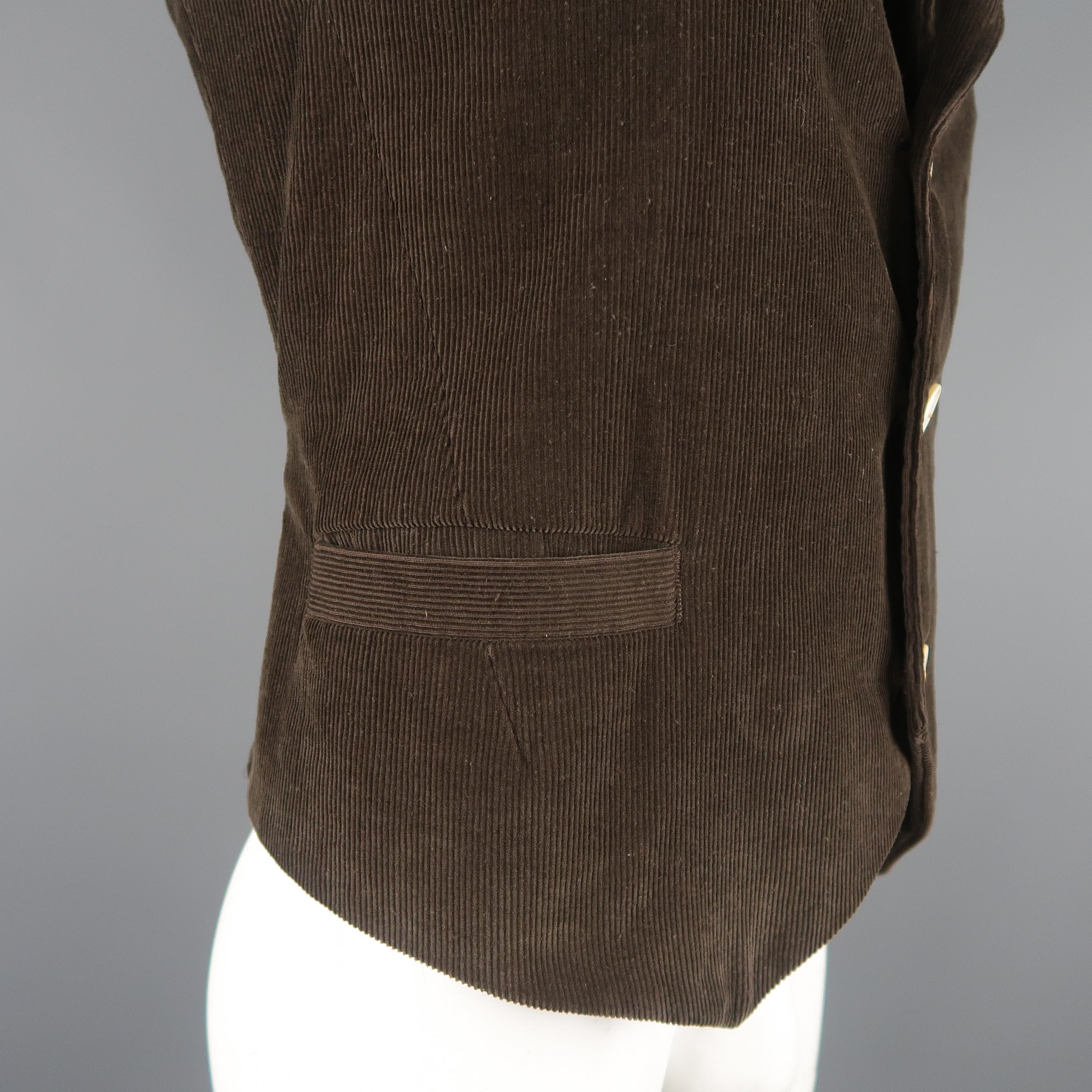 NUMBER (N)INE 40 Brown Solid Corduroy Vest In Excellent Condition In San Francisco, CA
