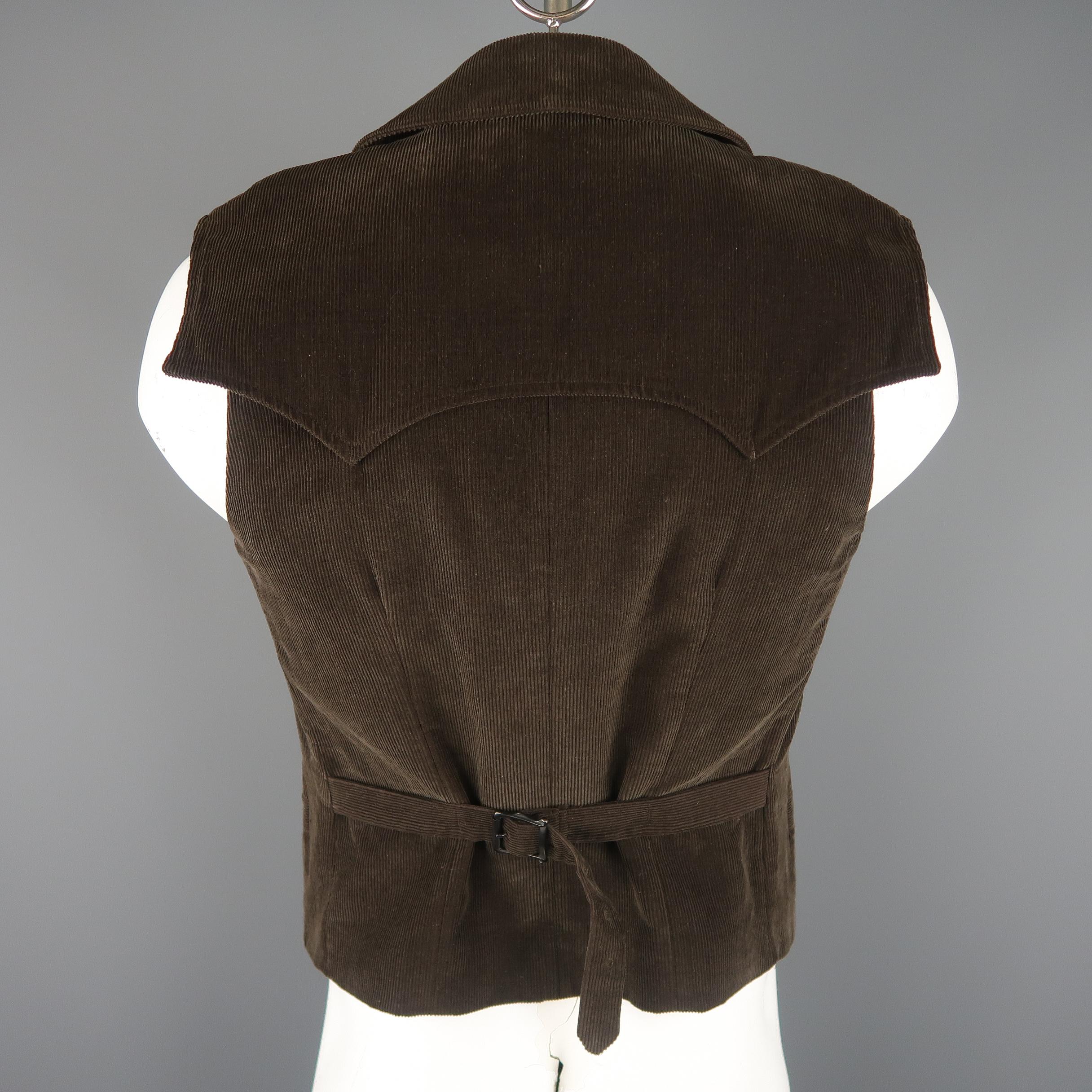 Men's NUMBER (N)INE 40 Brown Solid Corduroy Vest