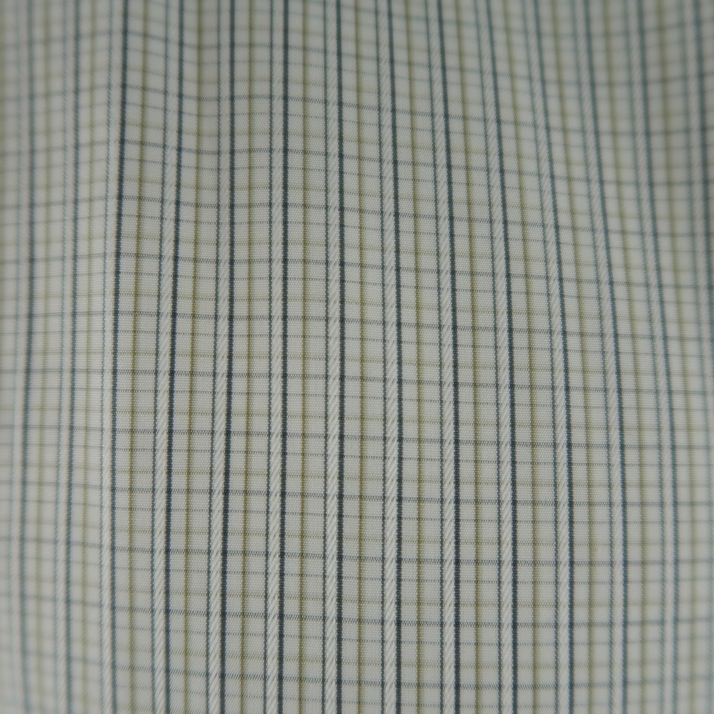 BRIONI Size L White Window Pane Cotton Dress Shirt In Excellent Condition In San Francisco, CA