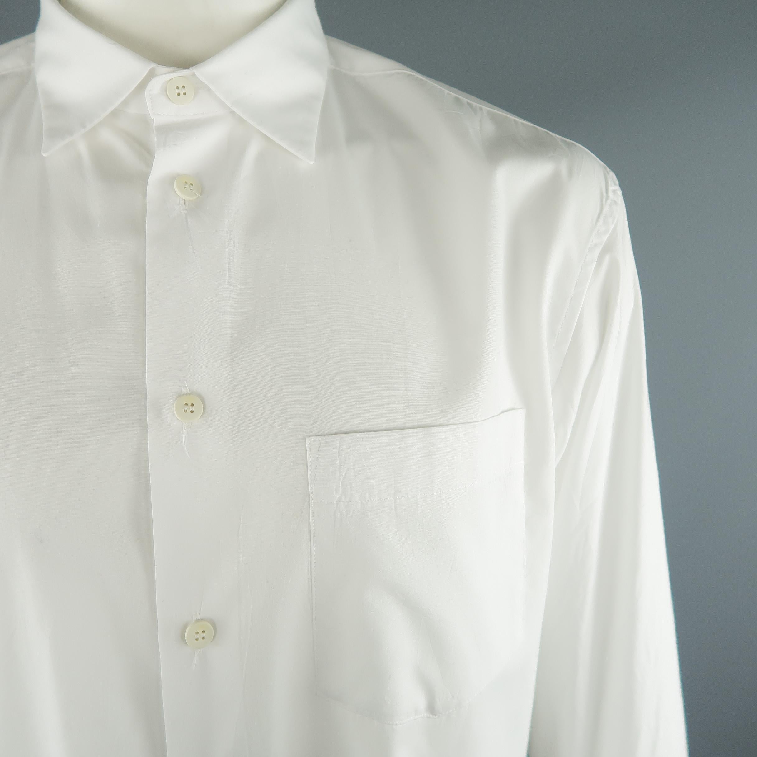 Gray ISSEY MIYAKE Size L White Solid Polyester / Cotton Casual Shirt