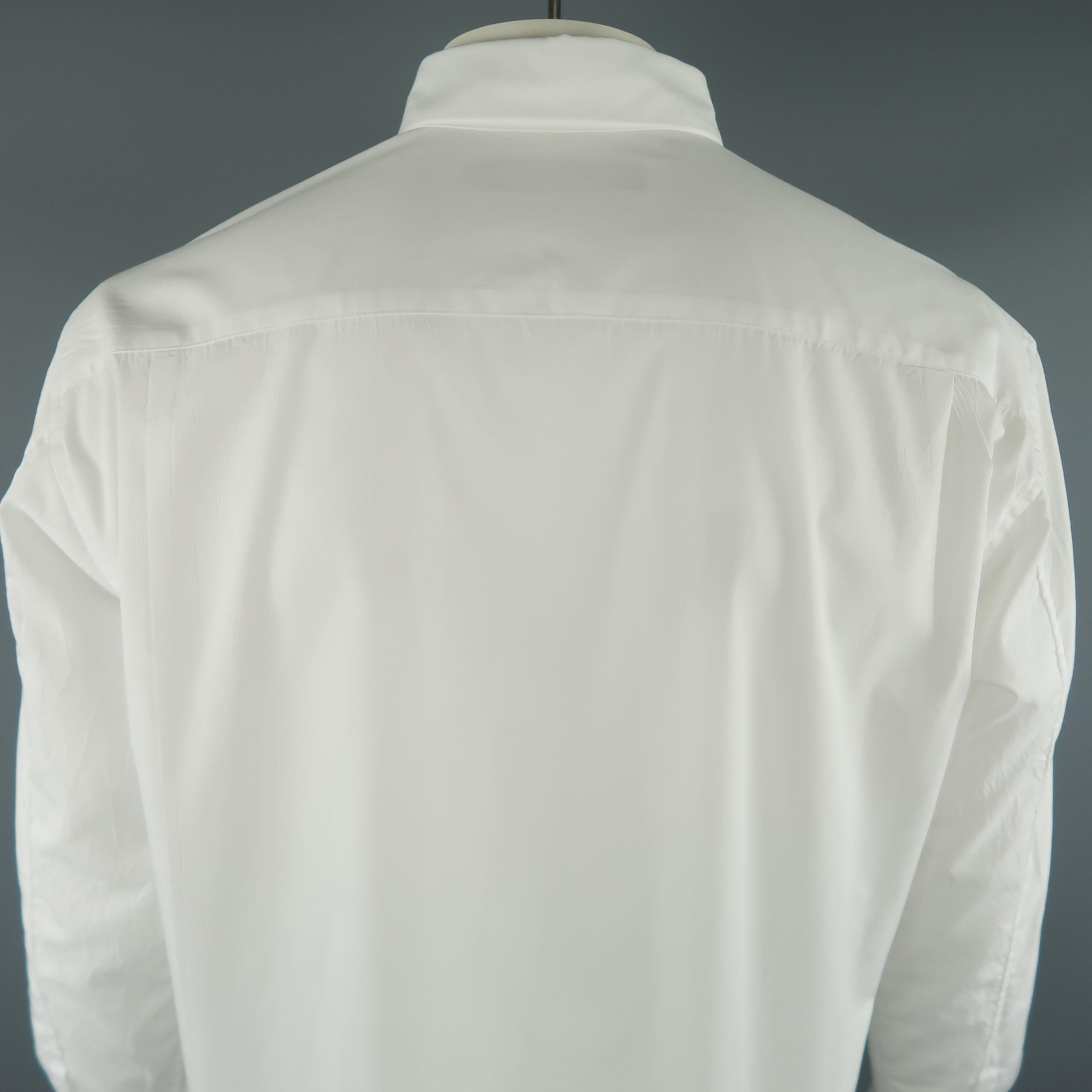 Men's ISSEY MIYAKE Size L White Solid Polyester / Cotton Casual Shirt