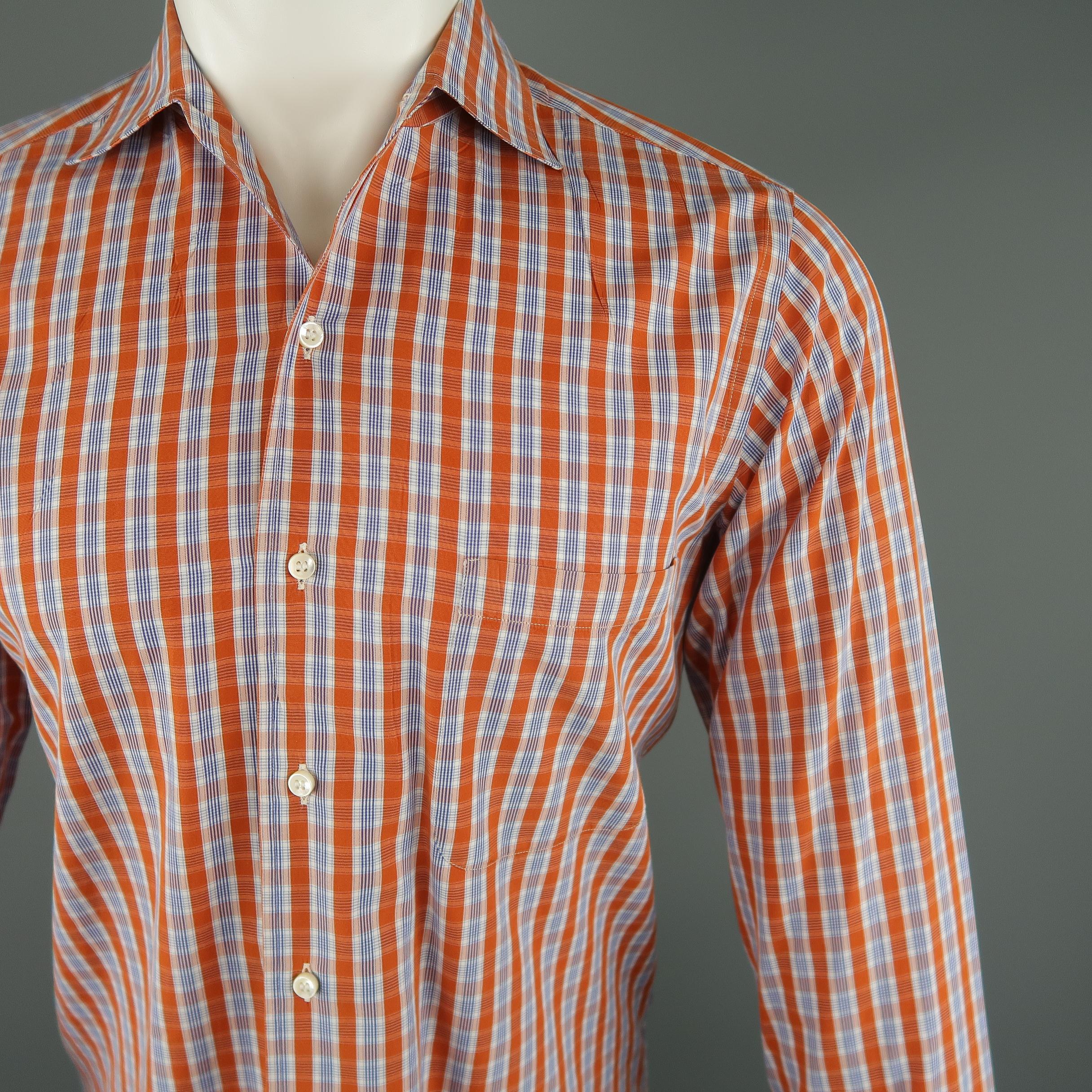 orange plaid dress shirt