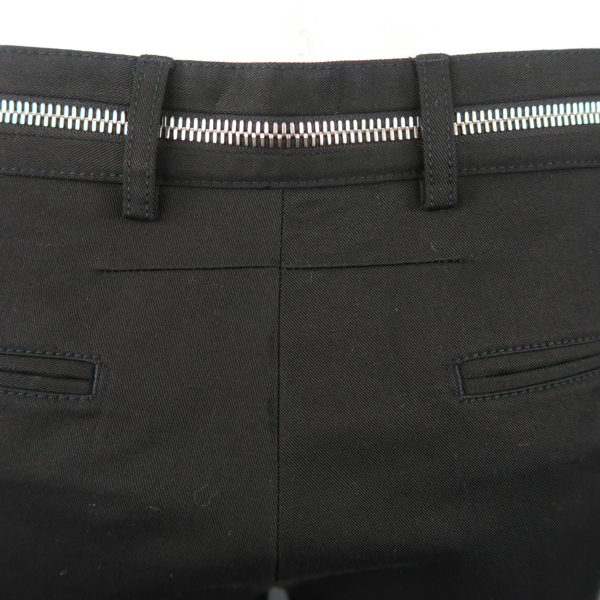 Men's GIVENCHY Size 34 Black Cotton Twill Zipper Waistband Dress Pants