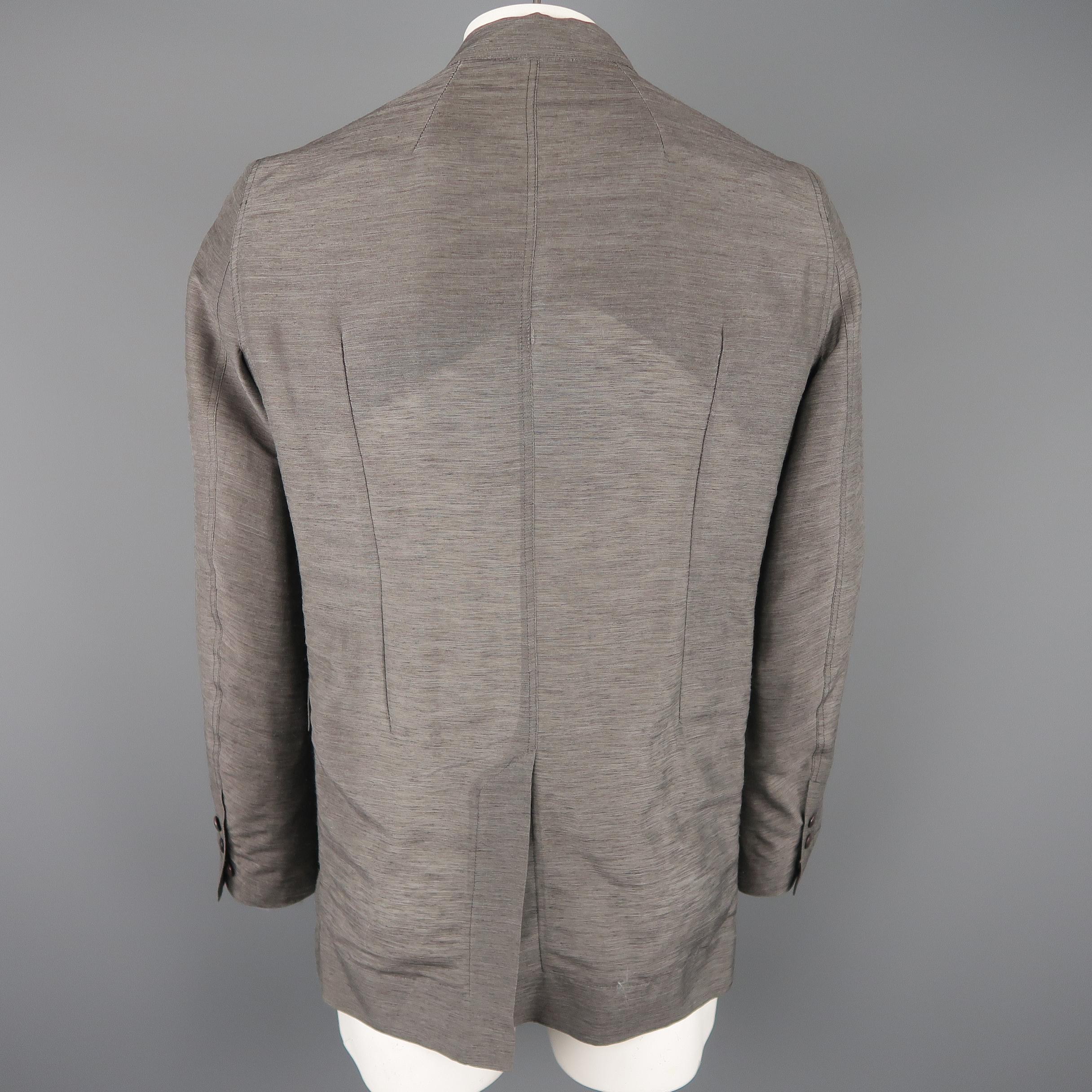 RICK OWENS 42 Grey Textured Linen Blend Single Button Sport Coat Jacket 1
