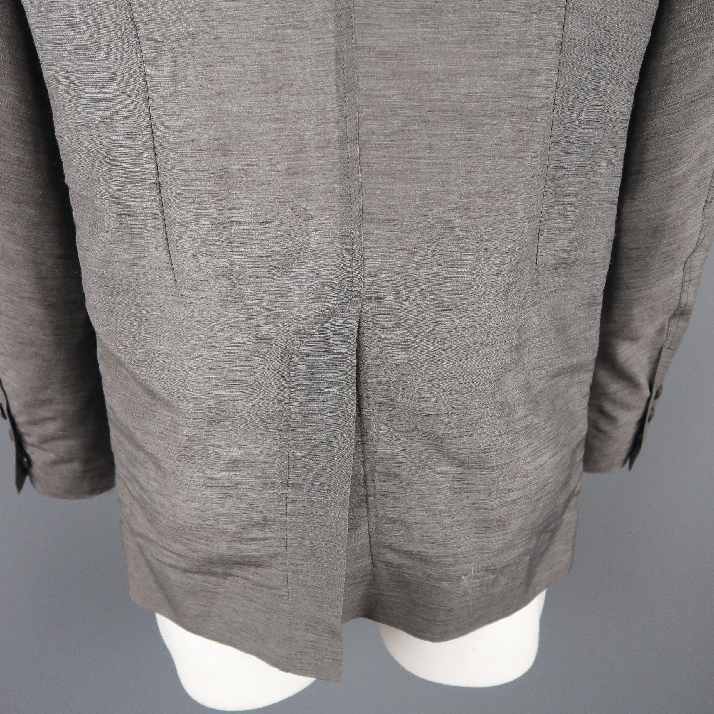 RICK OWENS 42 Grey Textured Linen Blend Single Button Sport Coat Jacket 2