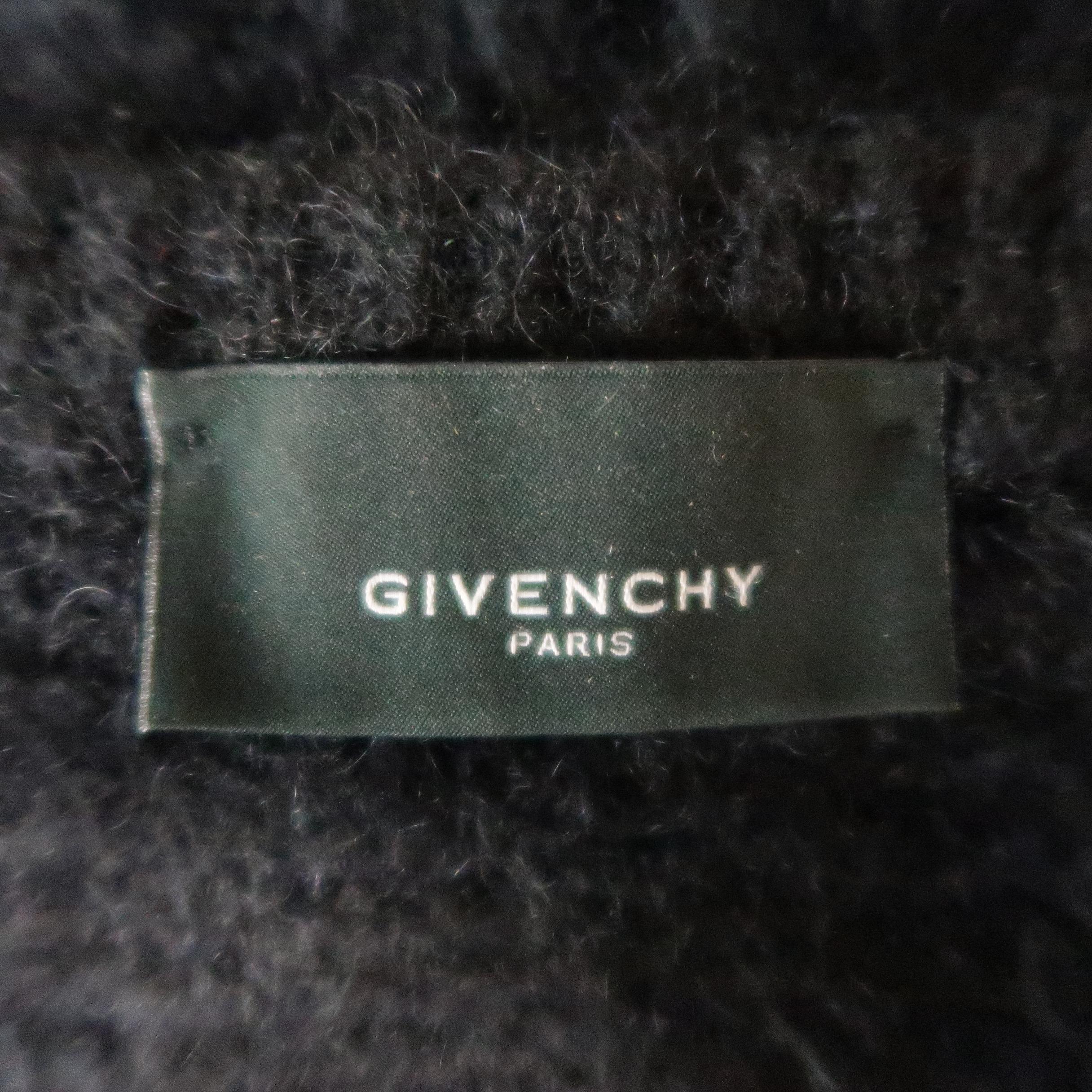 GIVENCHY Size M Black Wool / Mohair Destroyed Single Button Cardigan Sweater 1