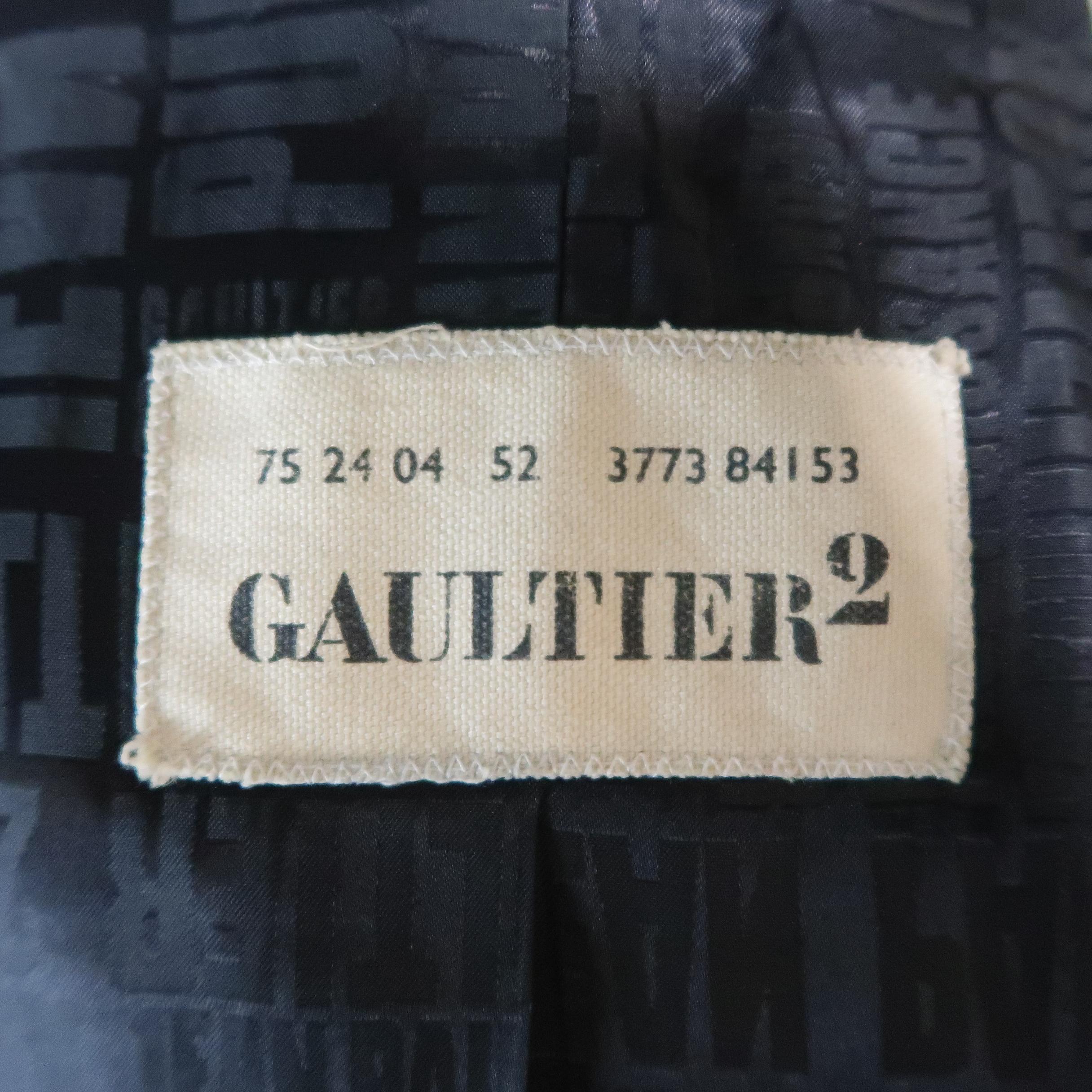 JEAN PAUL GAULTIER 38 Black Coated Canvas Nautical High Collar Vintage Coat 9