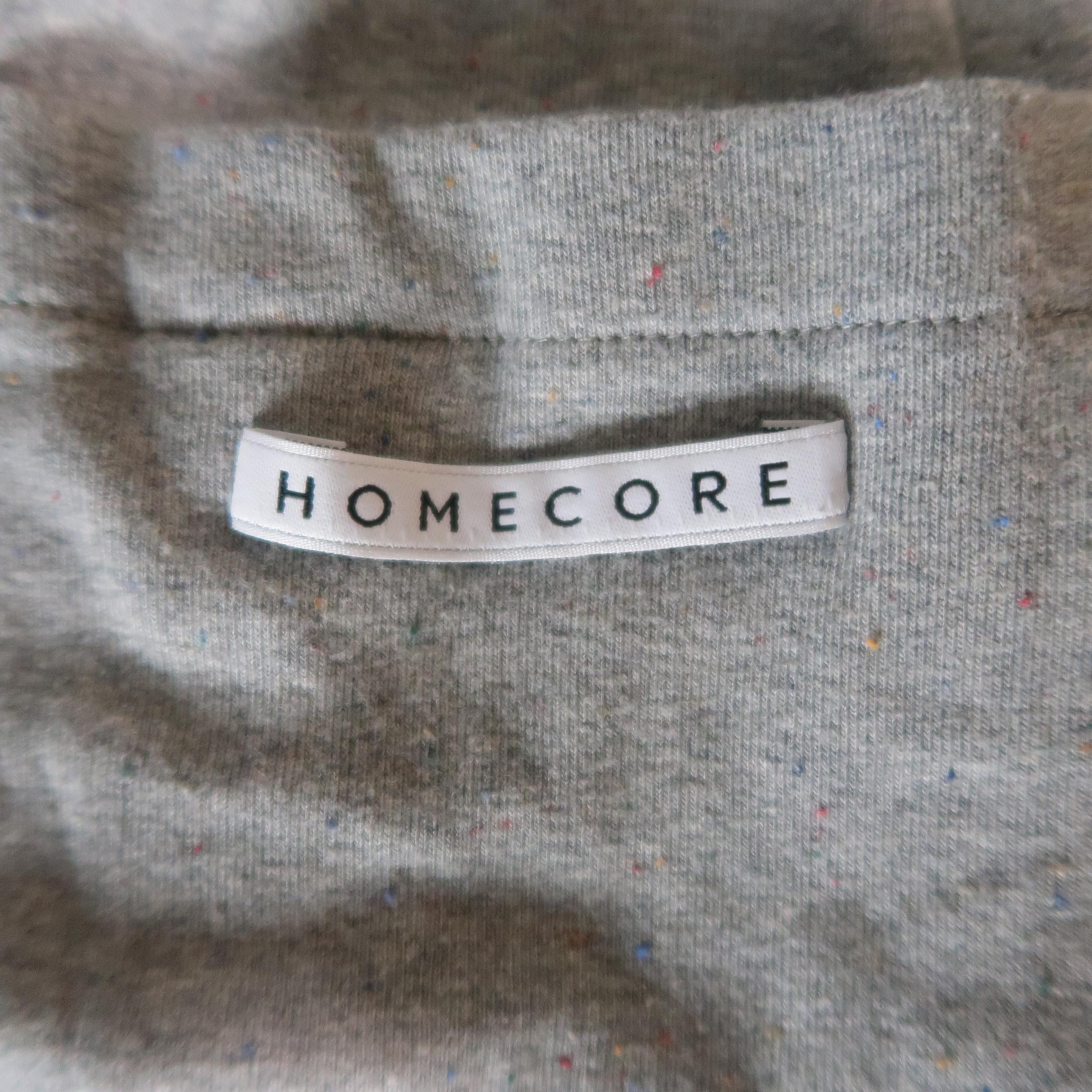 HOMECORE S Heather Gray Speckled Jersey Button Up Collared Jacket 1