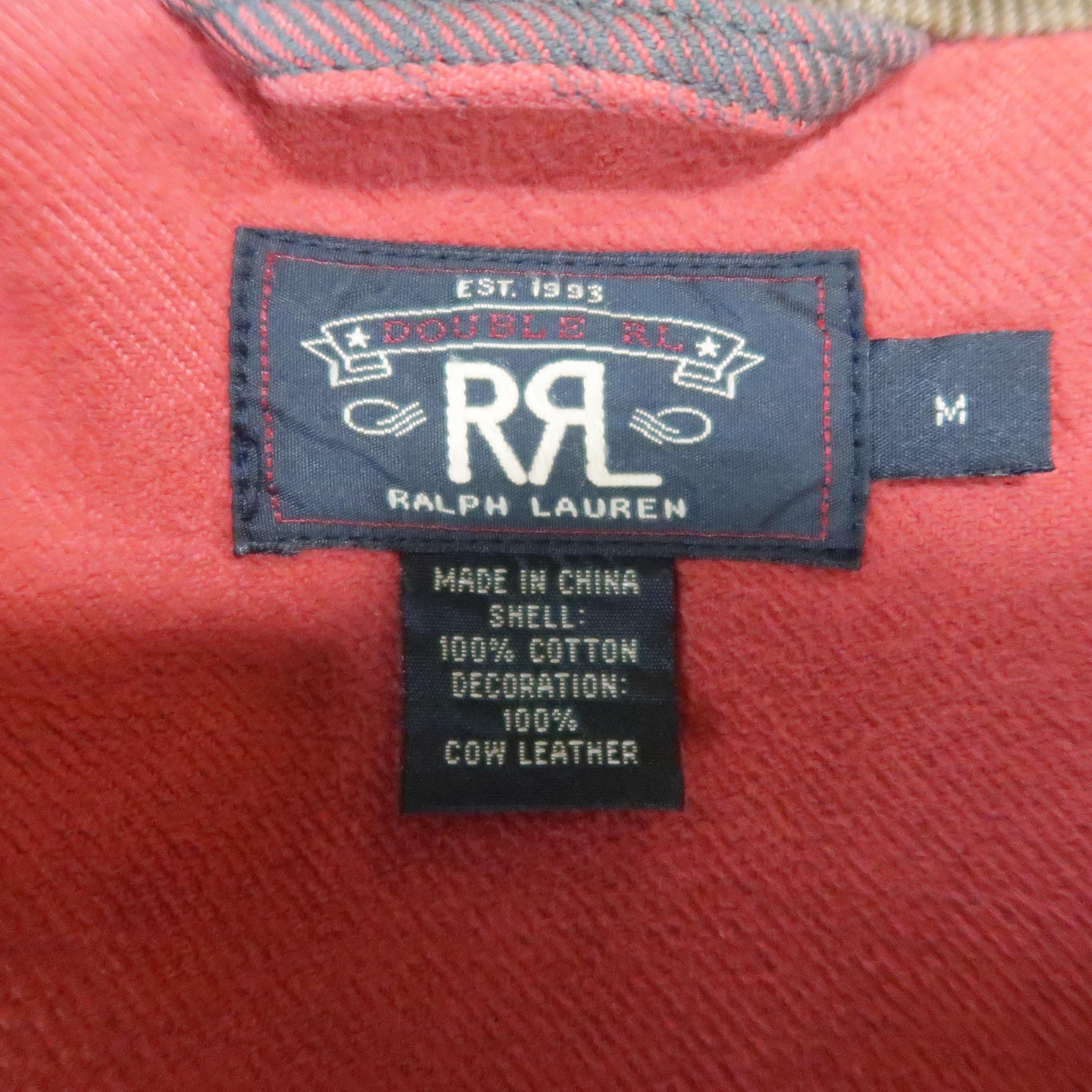 RRL by RALPH LAUREN M Washed Red & Brown Plaid Cotton Corduroy Chore Jacket 1