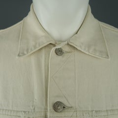 RRL by RALPH LAUREN M Off White Distressed Denim Trucker Jacket