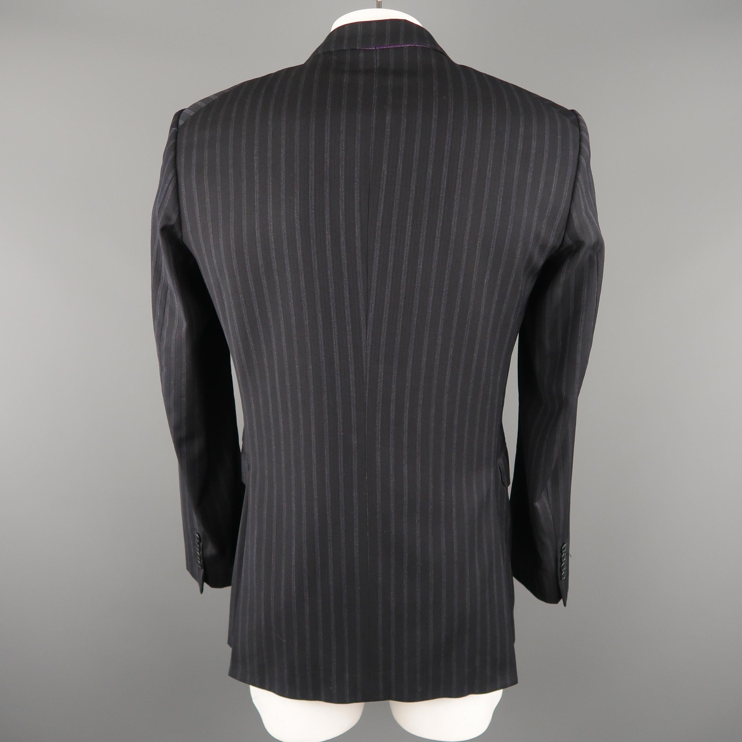 KENZO 38 Black Stripe Wool Sport Coat 2