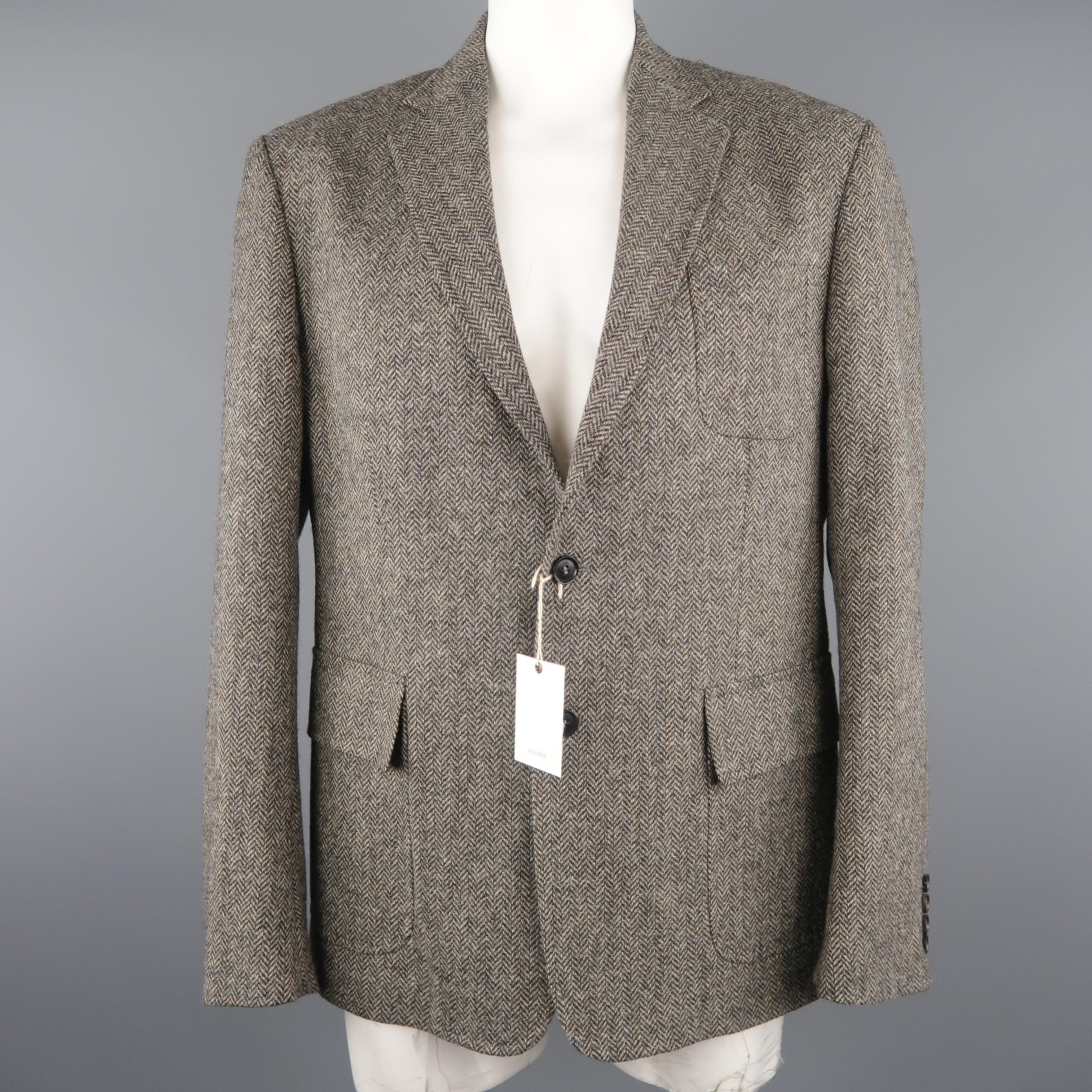 Men's BILLY REID 44 Gray Herringbone Wool Sport Coat