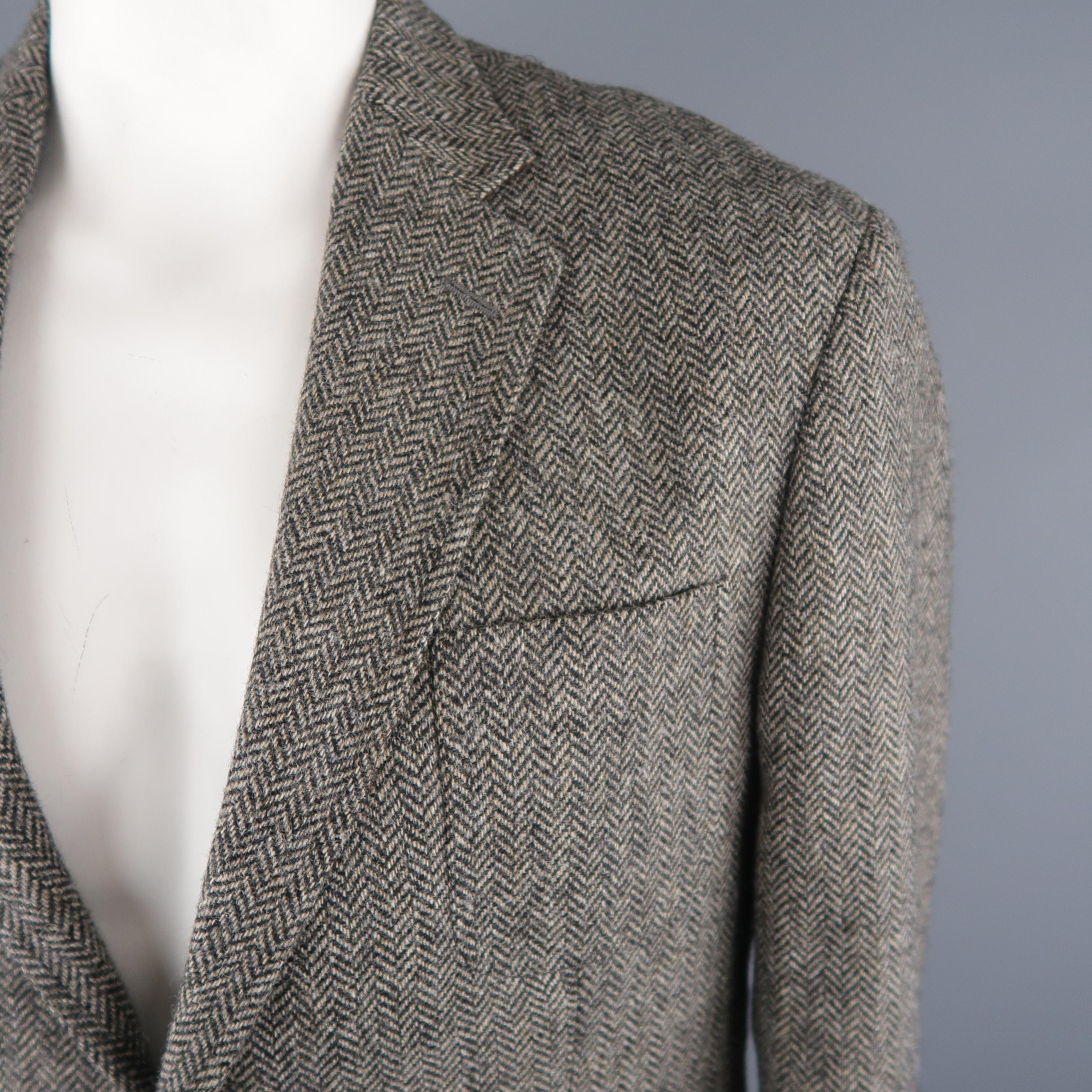 BILLY REID 44 Gray Herringbone Wool Sport Coat In New Condition In San Francisco, CA