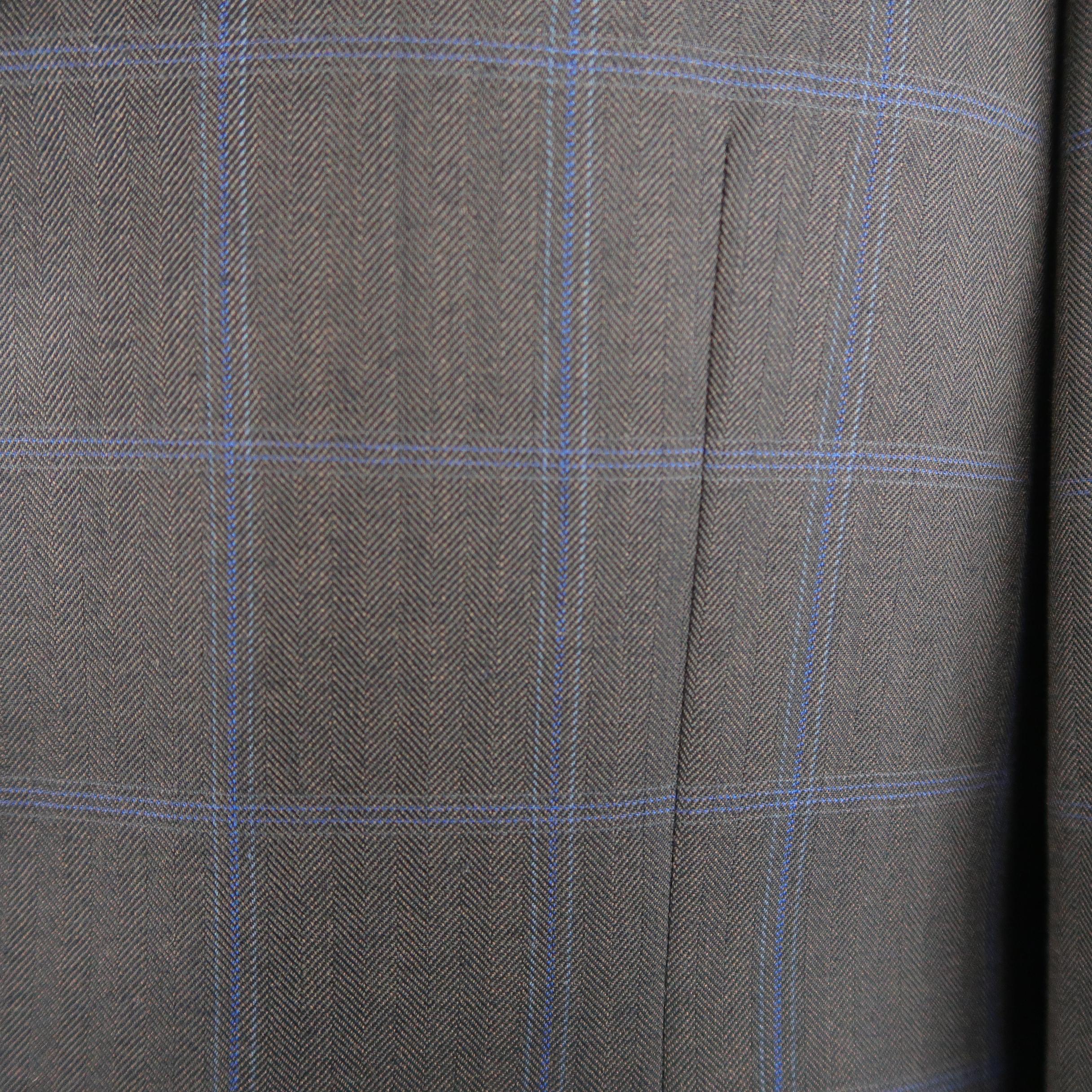 CANALI 44 Regular Brown Window Pane Wool Sport Coat 1