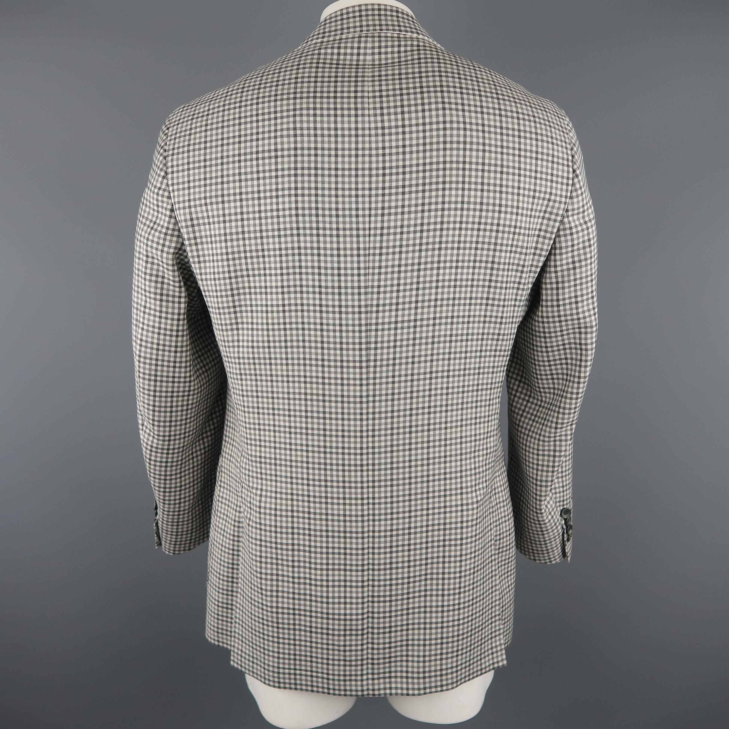 CANALI 42 Regular Grey Checkered Wool Sport Coat  1