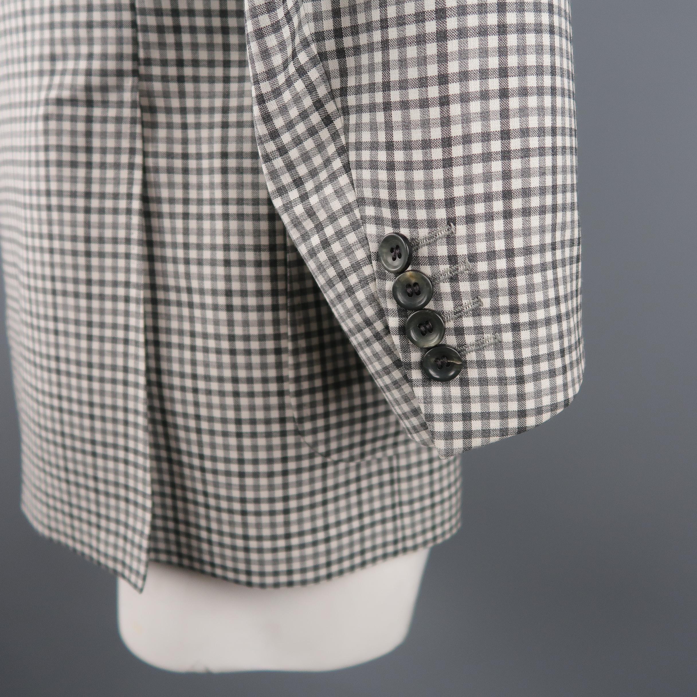 CANALI 42 Regular Grey Checkered Wool Sport Coat  4