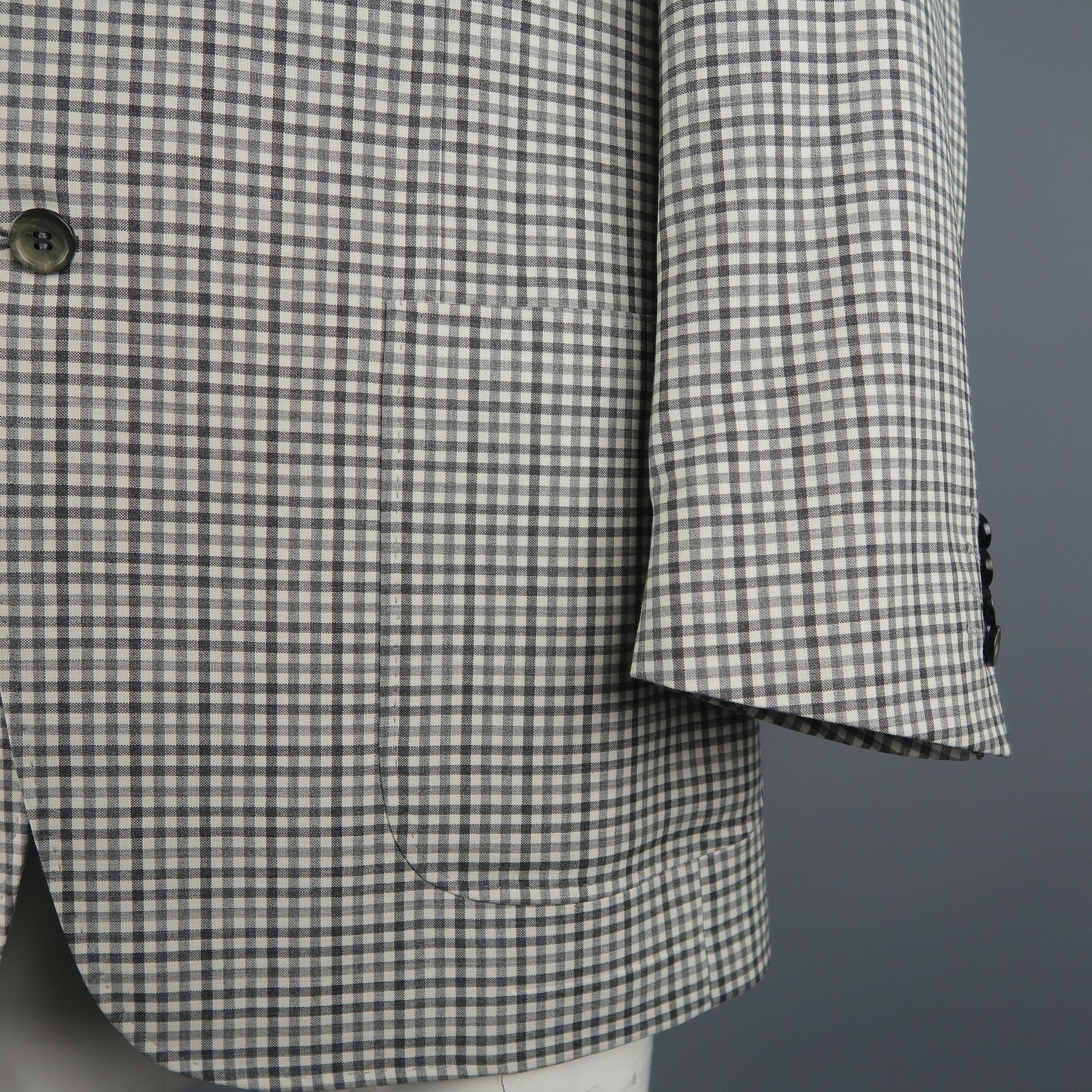 Men's CANALI 42 Regular Grey Checkered Wool Sport Coat 
