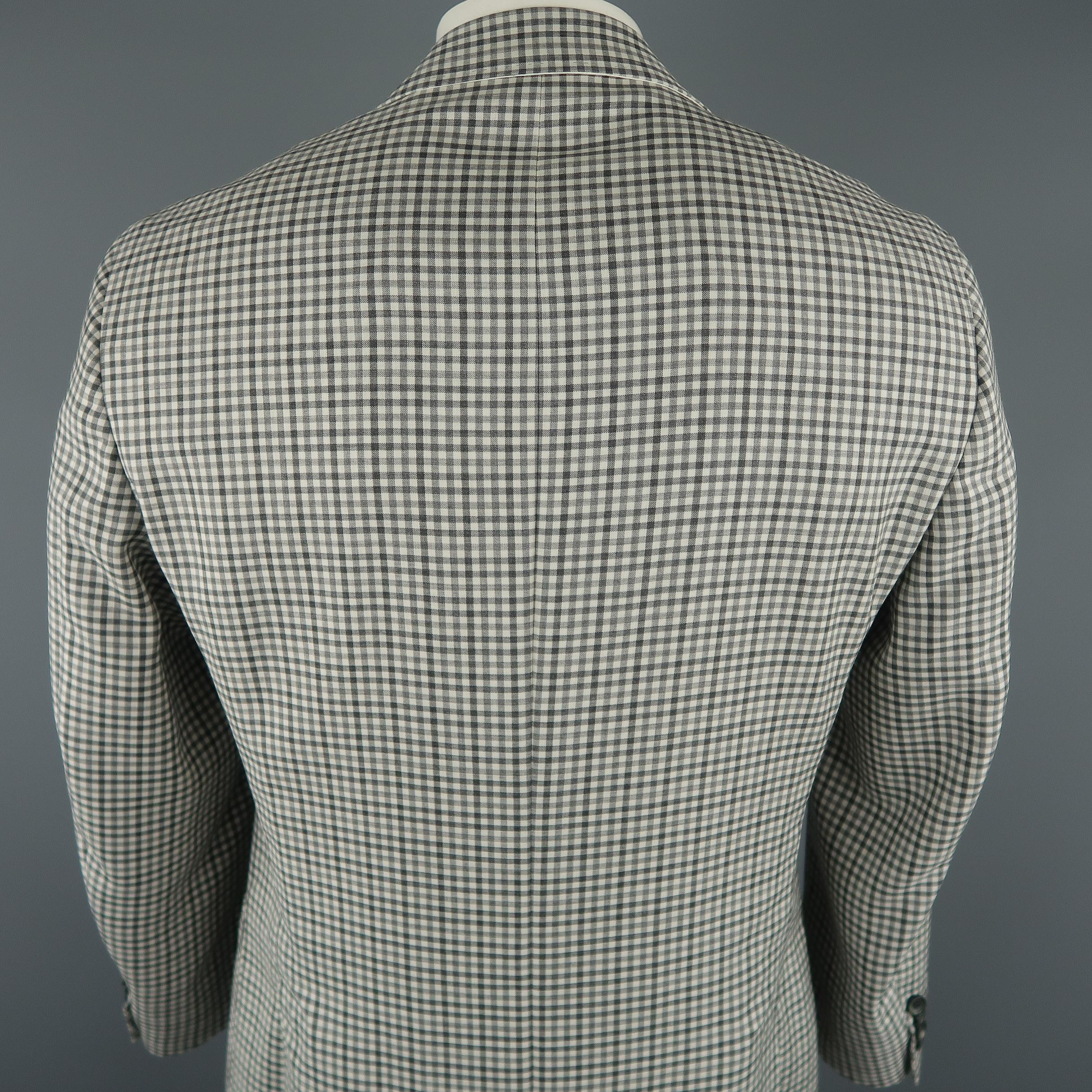 CANALI 42 Regular Grey Checkered Wool Sport Coat  2