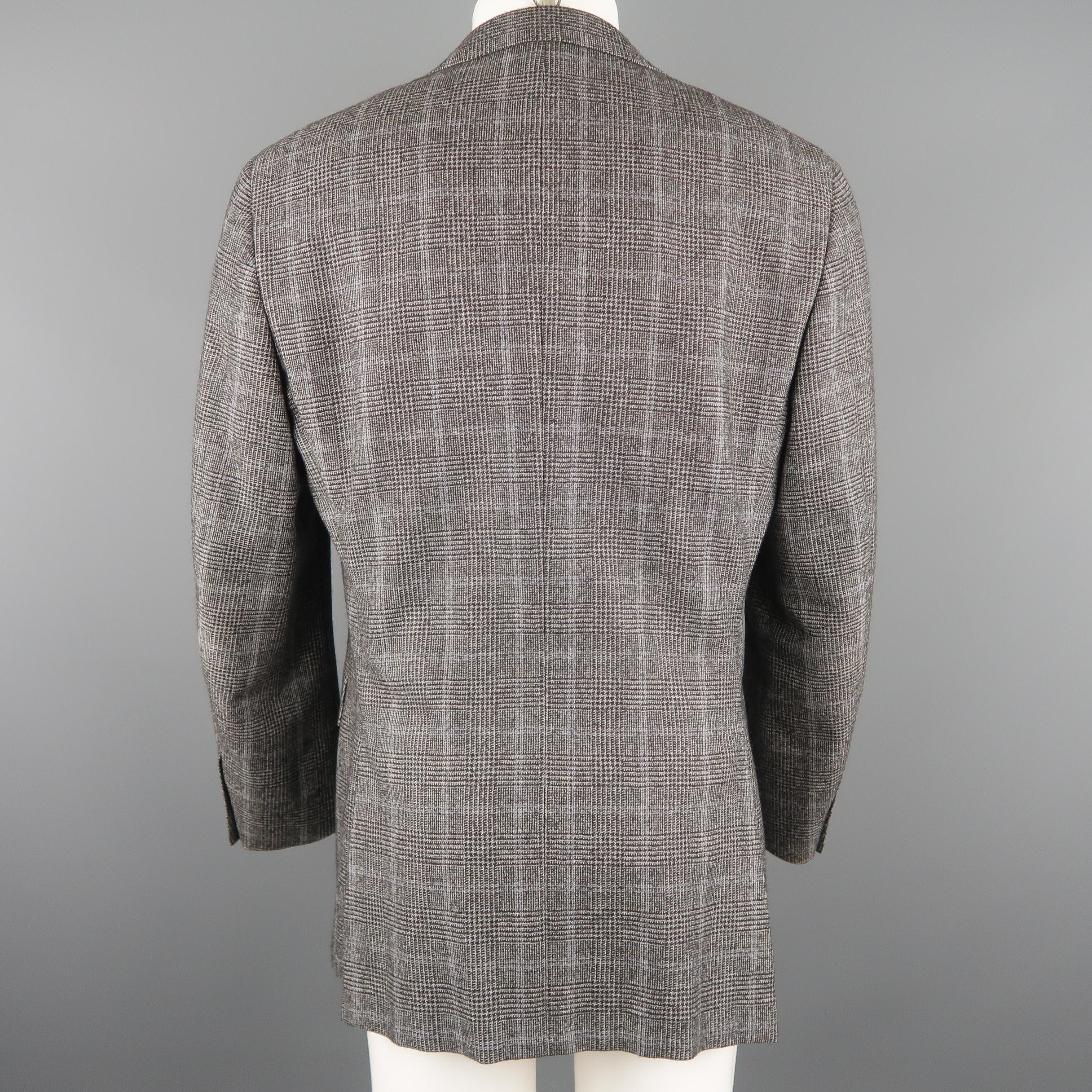 CANALI 40 Regular Grey & Black Glenplaid Wool / Cotton Sport Coat 2