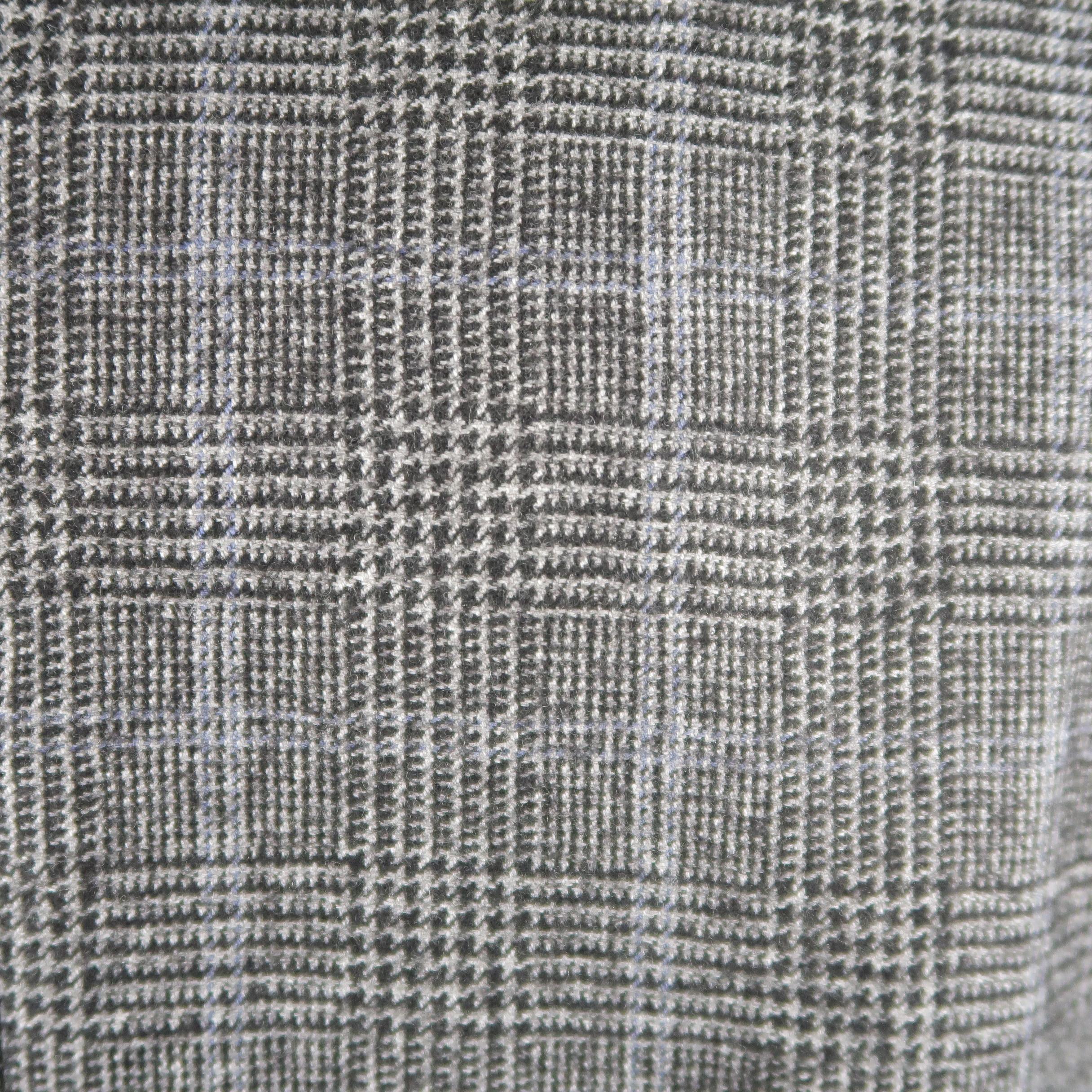 CANALI 40 Regular Grey & Black Glenplaid Wool / Cotton Sport Coat 4