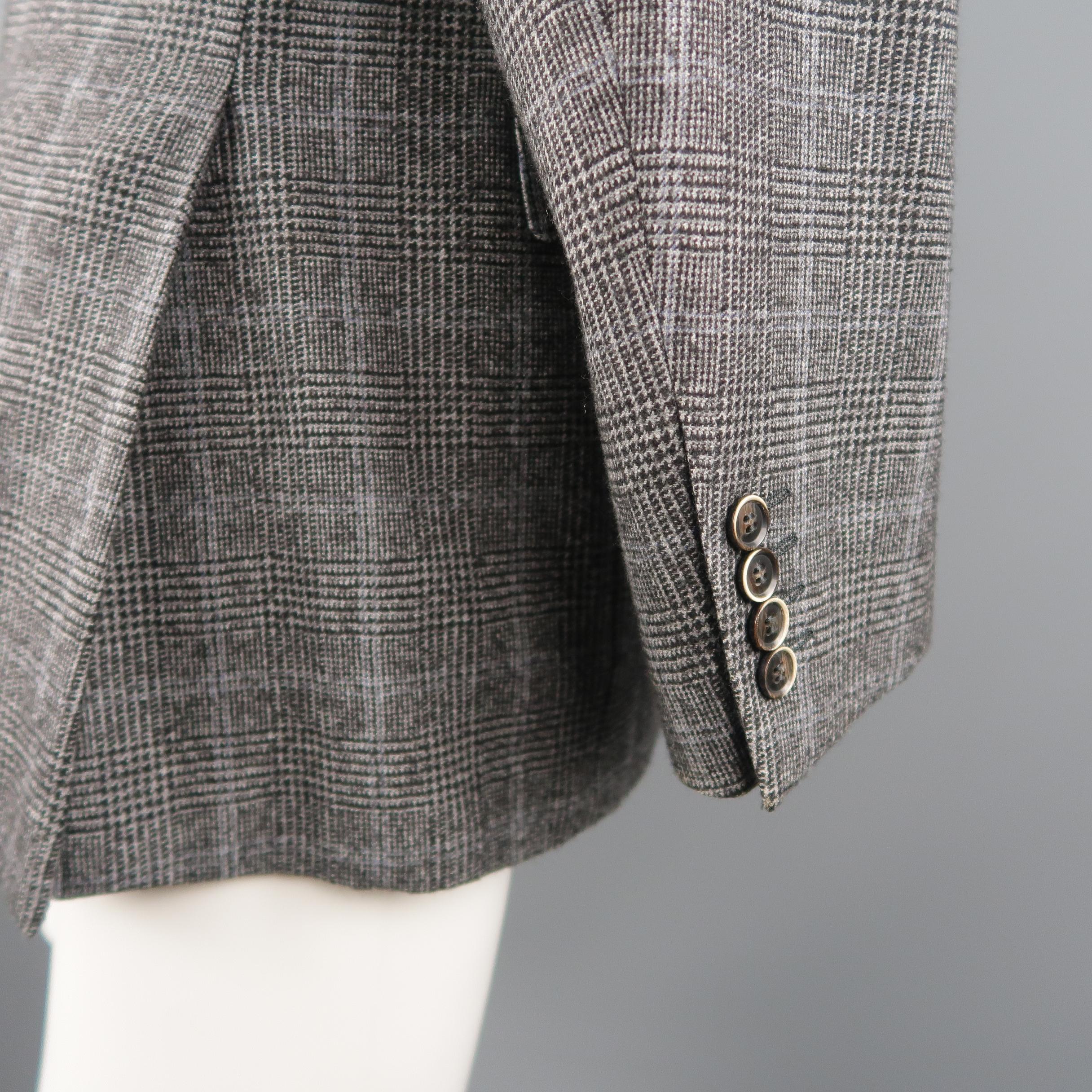 CANALI 40 Regular Grey & Black Glenplaid Wool / Cotton Sport Coat 5
