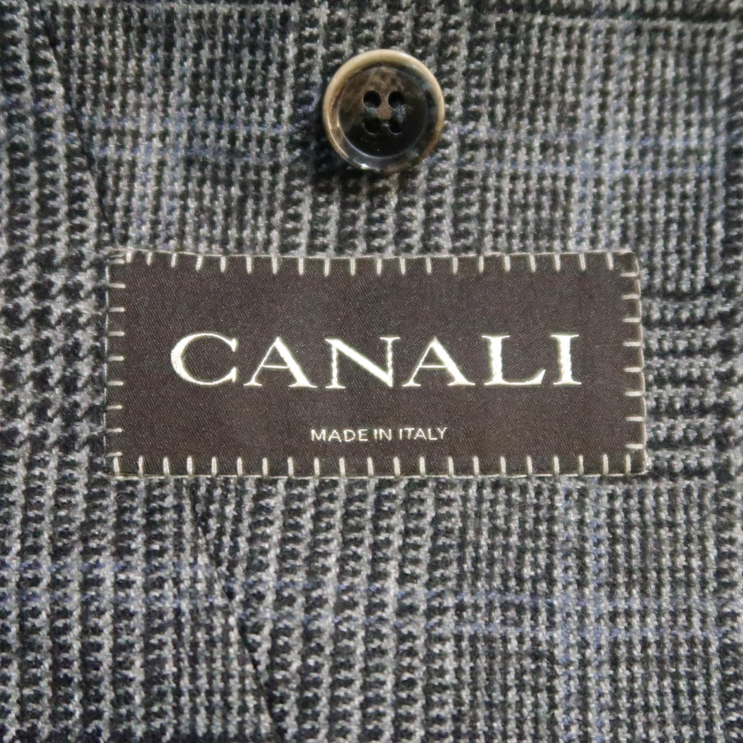 CANALI 40 Regular Grey & Black Glenplaid Wool / Cotton Sport Coat 6