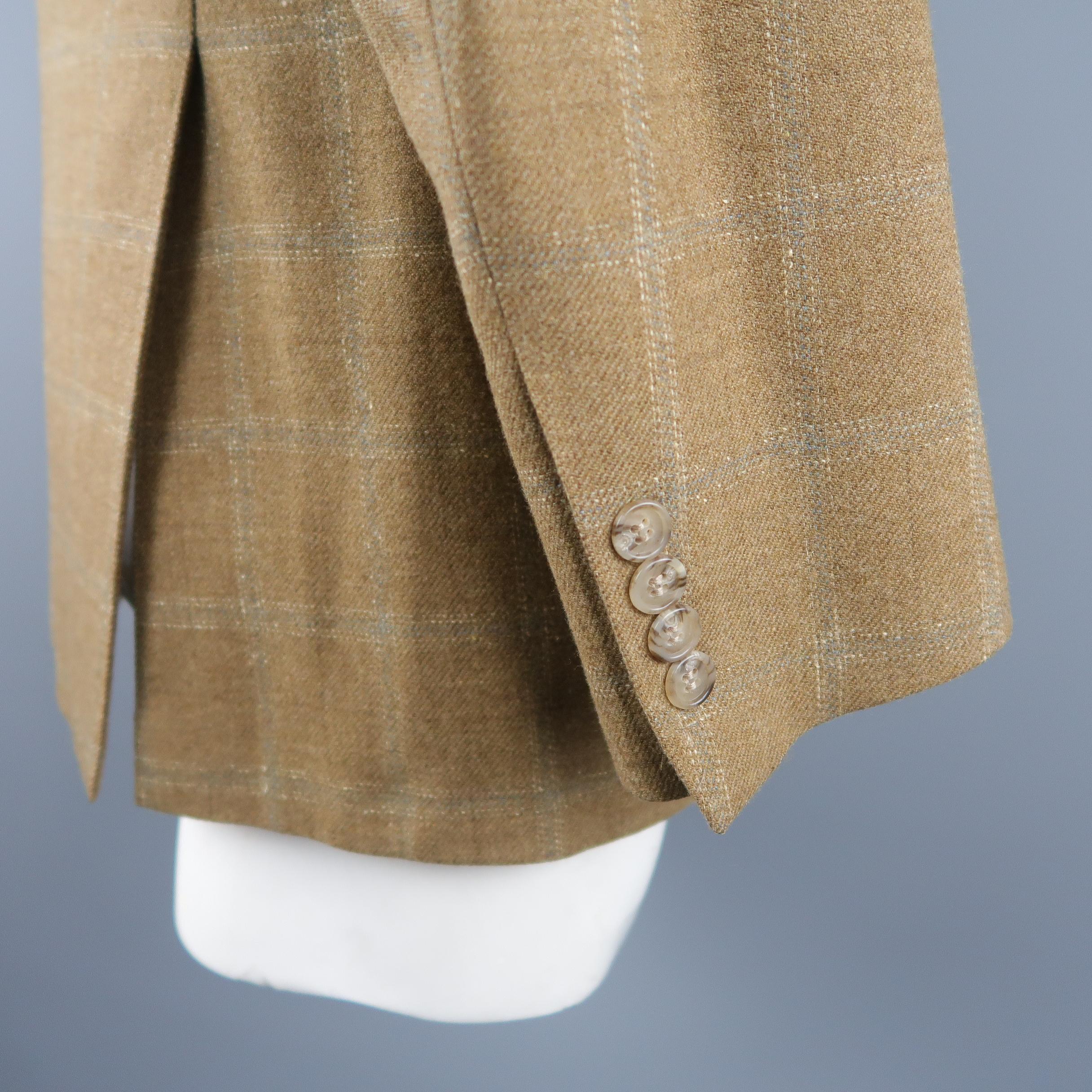 CORNELIANI 40 Tan Window Pane Wool / Cashmere Sport Coat 2