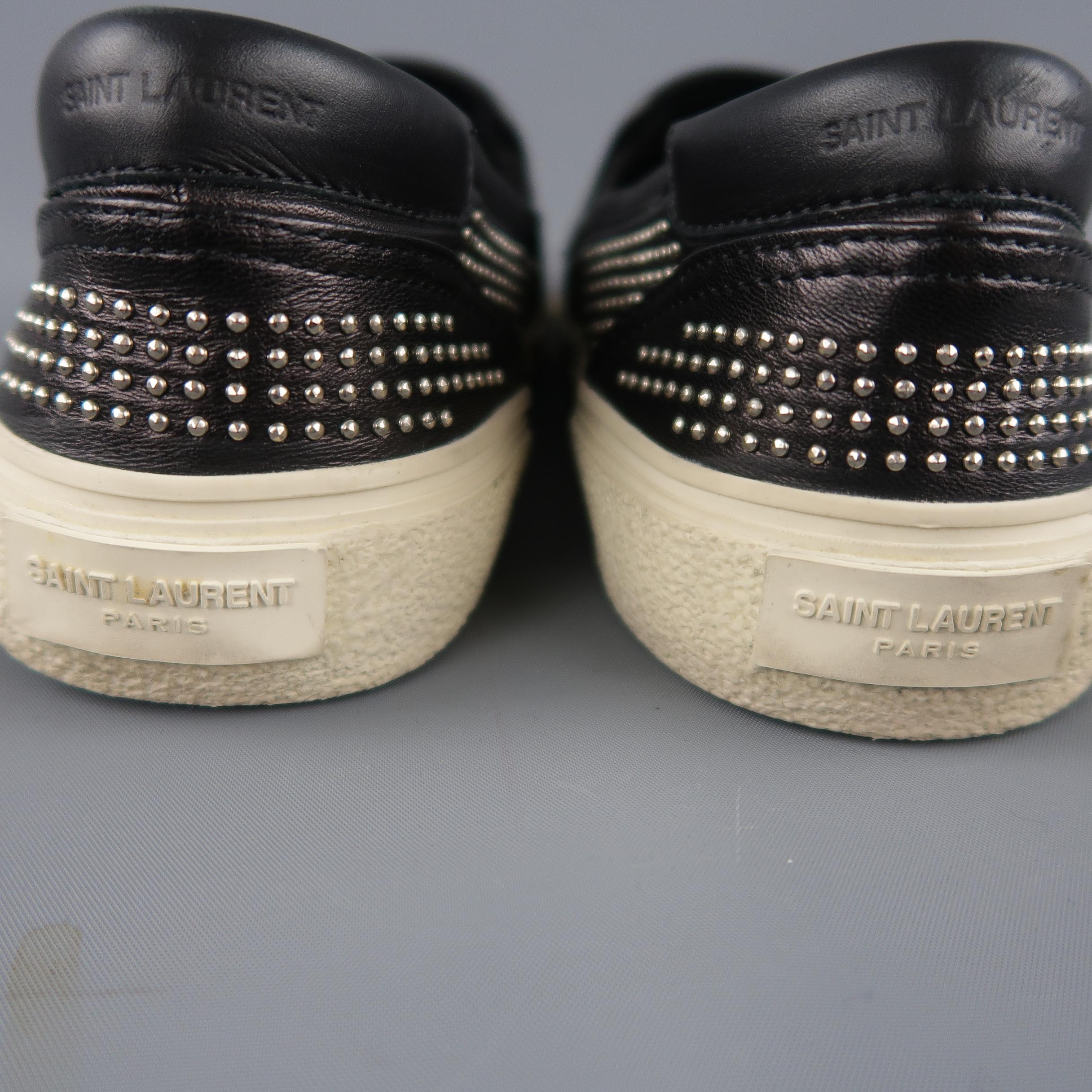 SAINT LAURENT Size 9 Black Studded Leather Skate Slip On Sneakers In Excellent Condition In San Francisco, CA