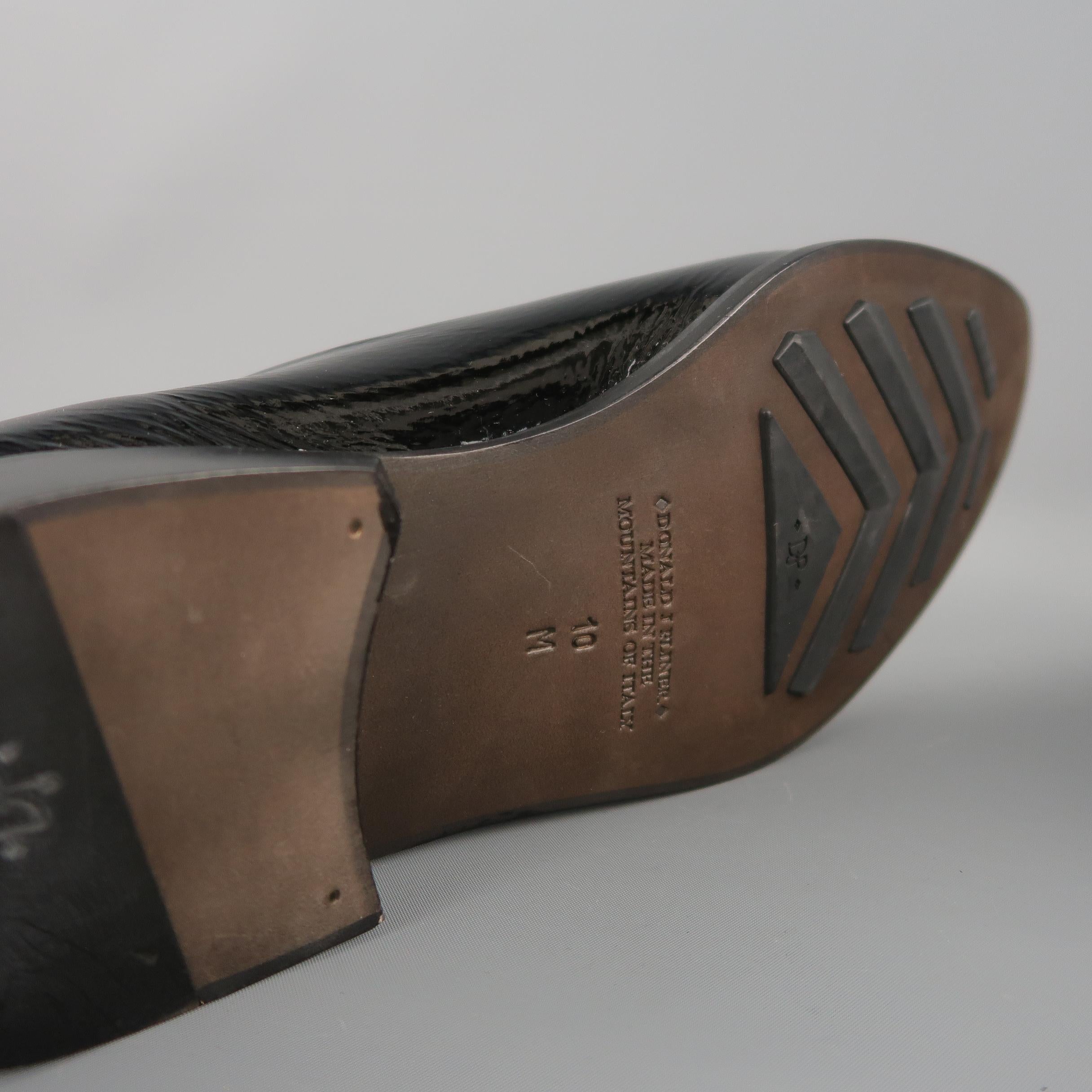 DONALD J PLINER Size 10 Black Contrast Stitch Patent Leather Whipstitch Loafers 3