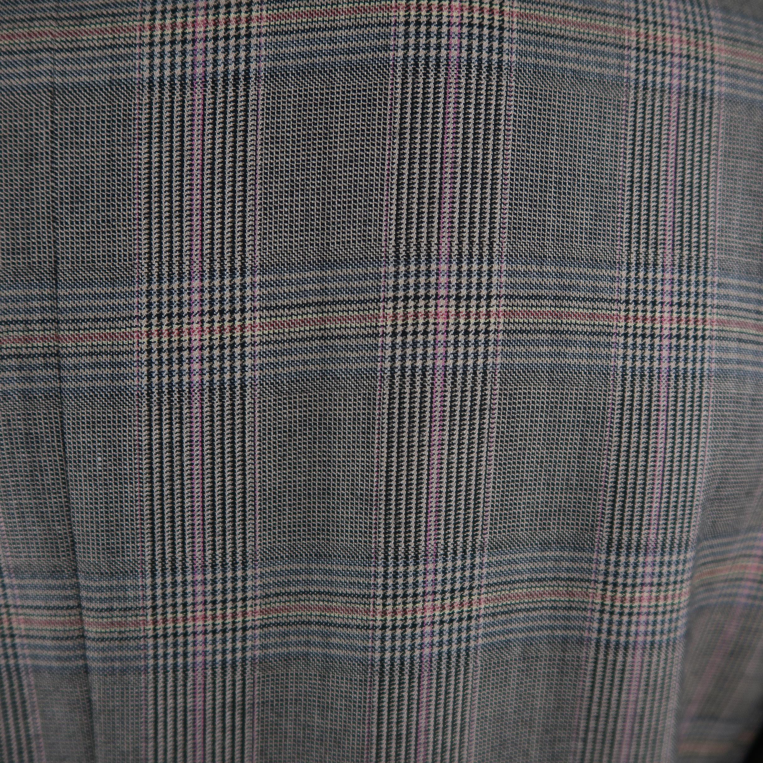 Men's ISAIA 46 Long Brown Plaid Wool Sport Coat
