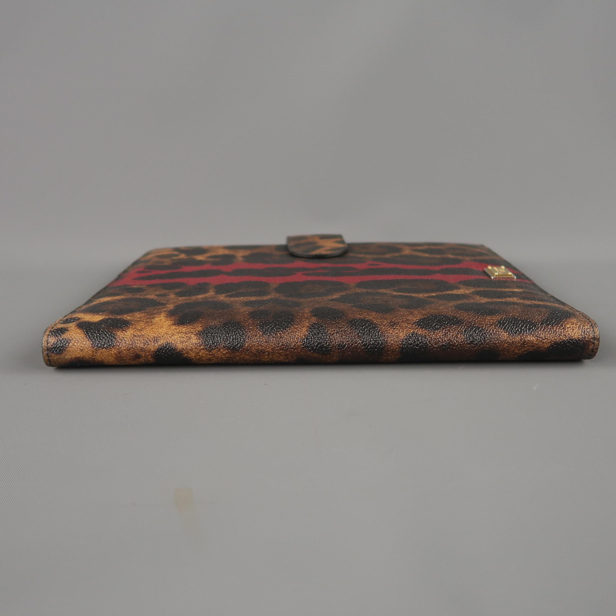 Brown DOLCE & GABBANA Tan & Burgundy Coated Leopard Print Canvas Tablet Case