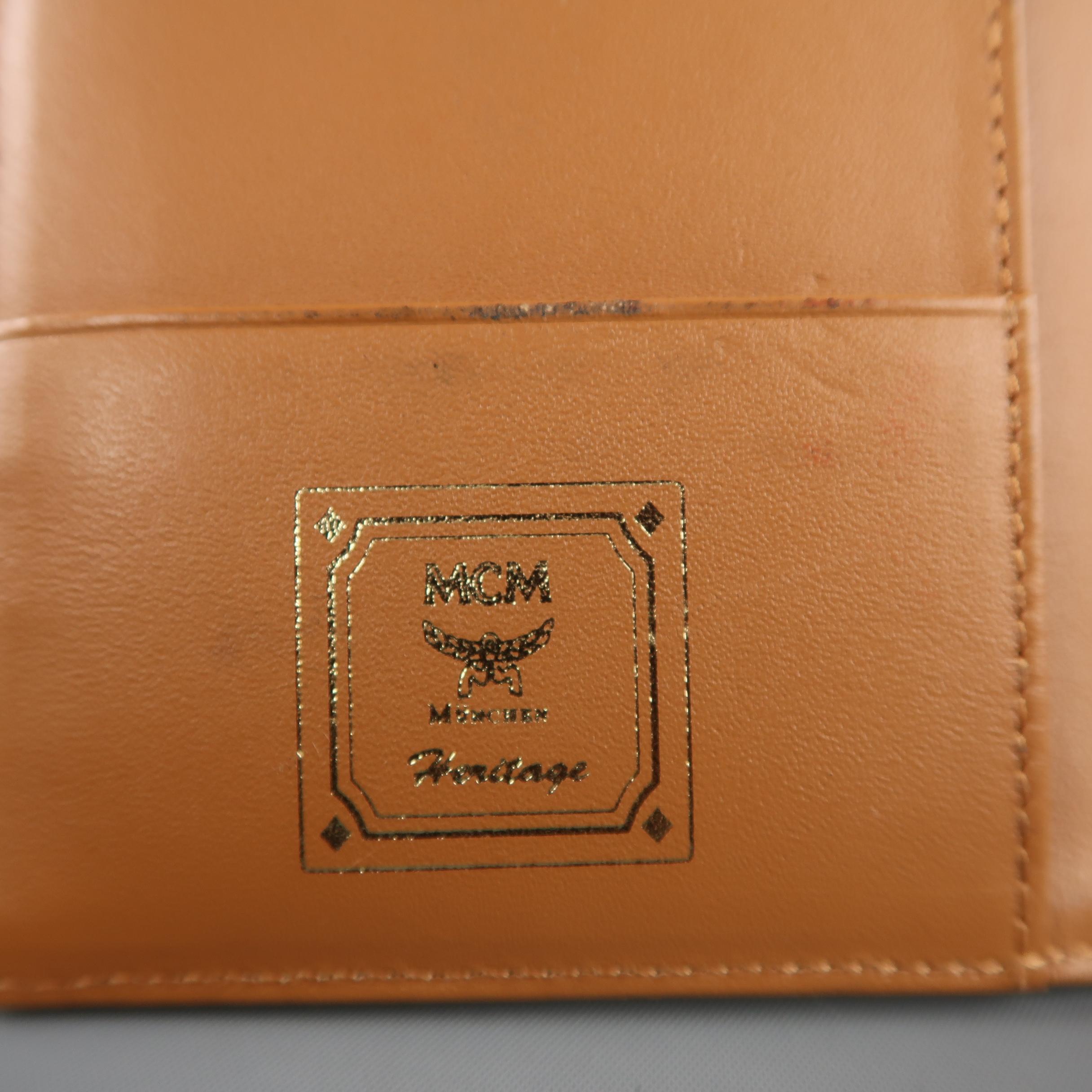 MCM Tan Monogram Logo Leather Passport Holder Wallet In Excellent Condition In San Francisco, CA