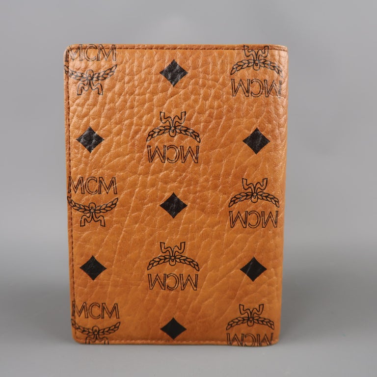 MCM Tan Monogram Logo Leather Passport Holder Wallet at 1stDibs mcm