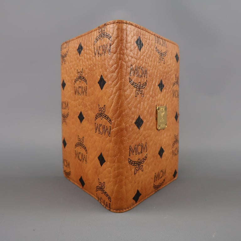 MCM Tan Monogram Logo Leather Passport Holder Wallet at 1stDibs mcm