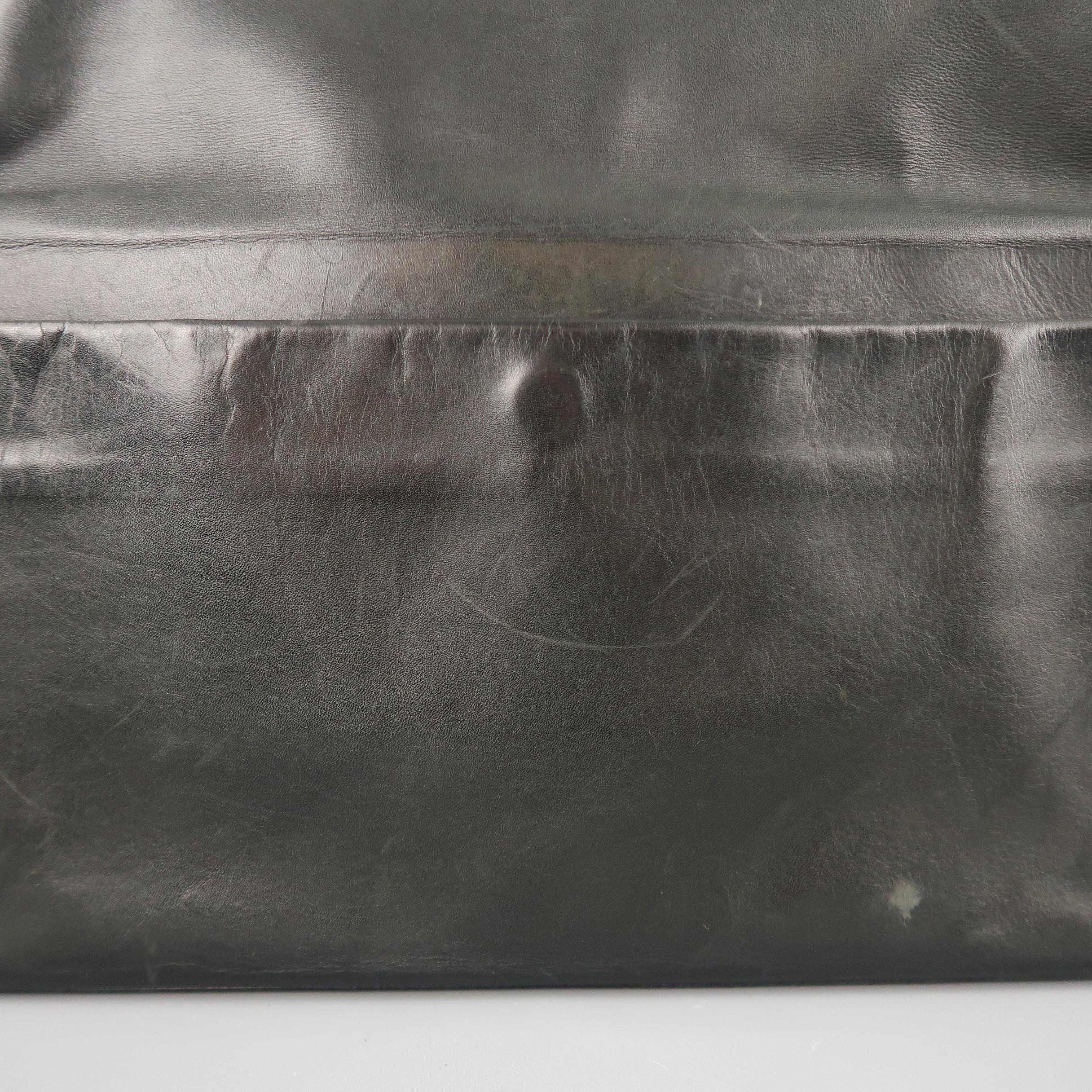 MAISON MARTIN MARGIELA Black Leather Icons Shopper / Clutch Tote Bag 1