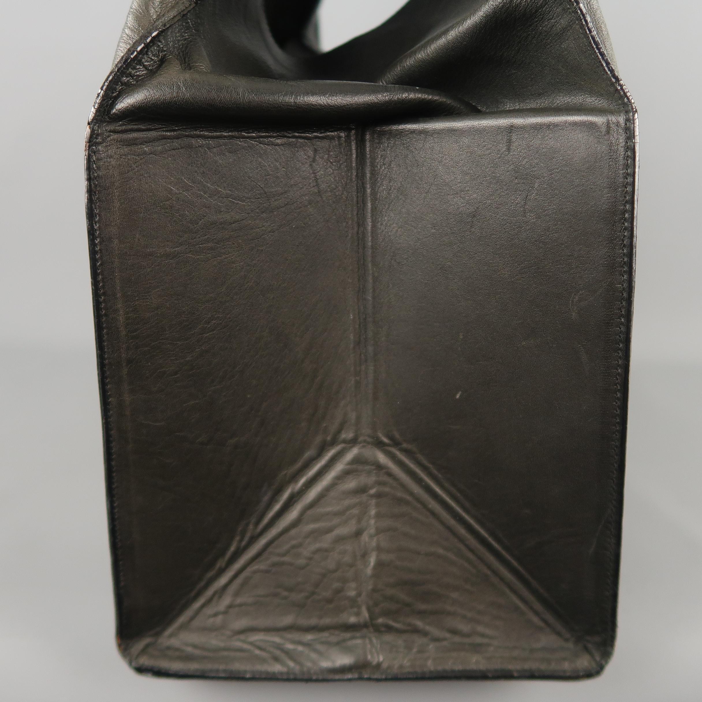 MAISON MARTIN MARGIELA Black Leather Icons Shopper / Clutch Tote Bag In Fair Condition In San Francisco, CA